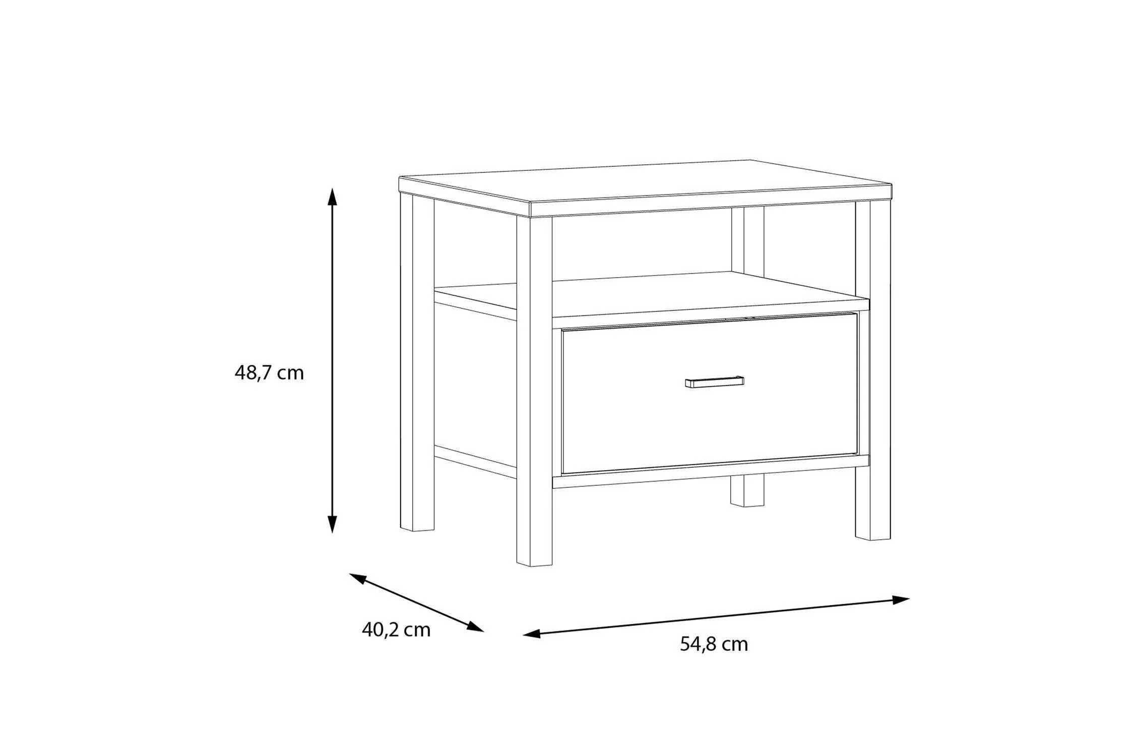 High Rock Bedside In Matt Black/Riviera Oak - Image 9