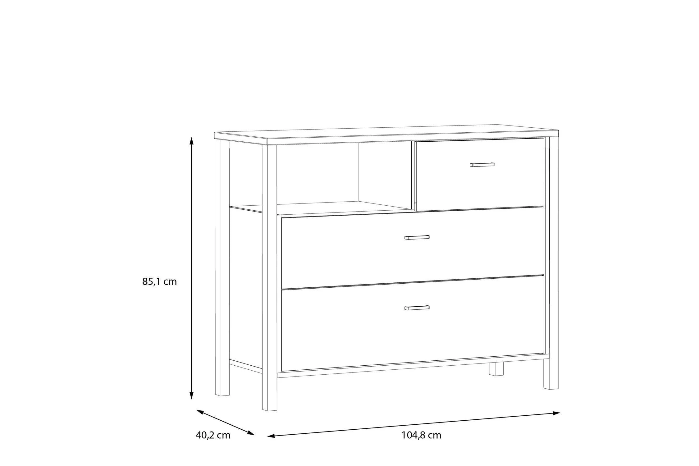 High Rock Chest Of 3 Drawers In Matt Black/Riviera Oak - Image 7