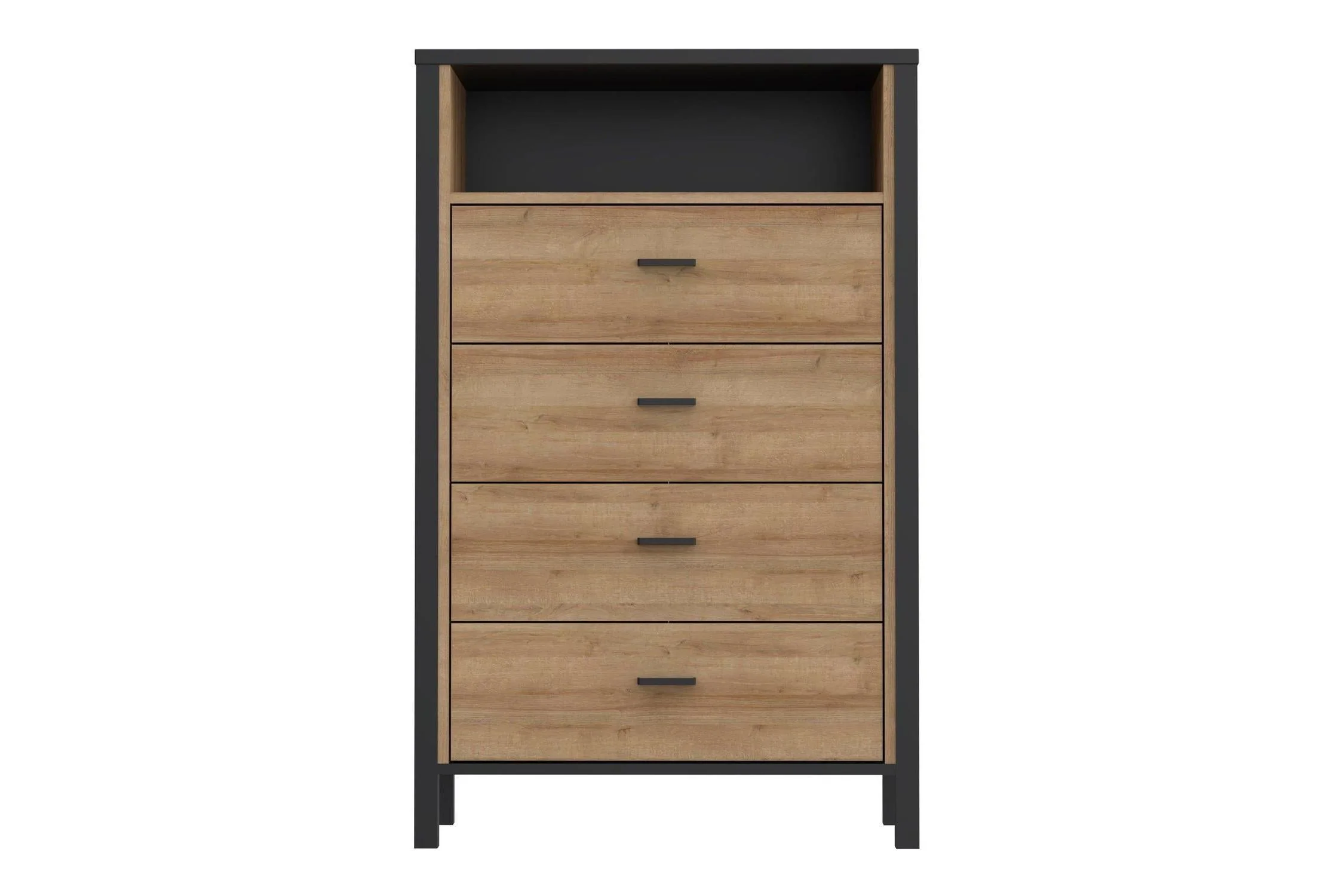 High Rock Chest Of 4 Drawers In Matt Black/Riviera Oak - Image 2