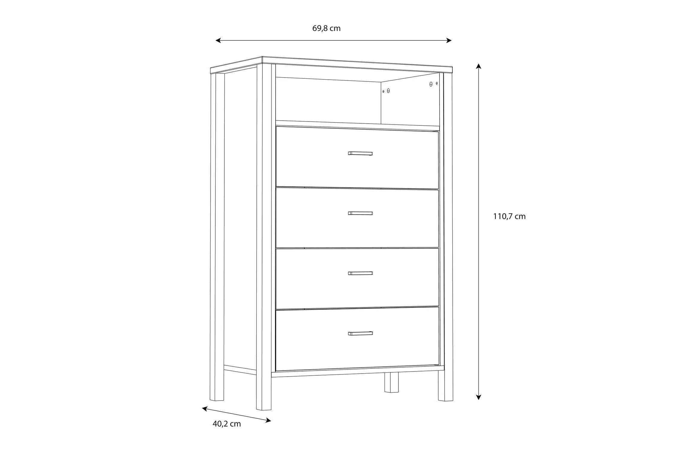 High Rock Chest Of 4 Drawers In Matt Black/Riviera Oak - Image 8