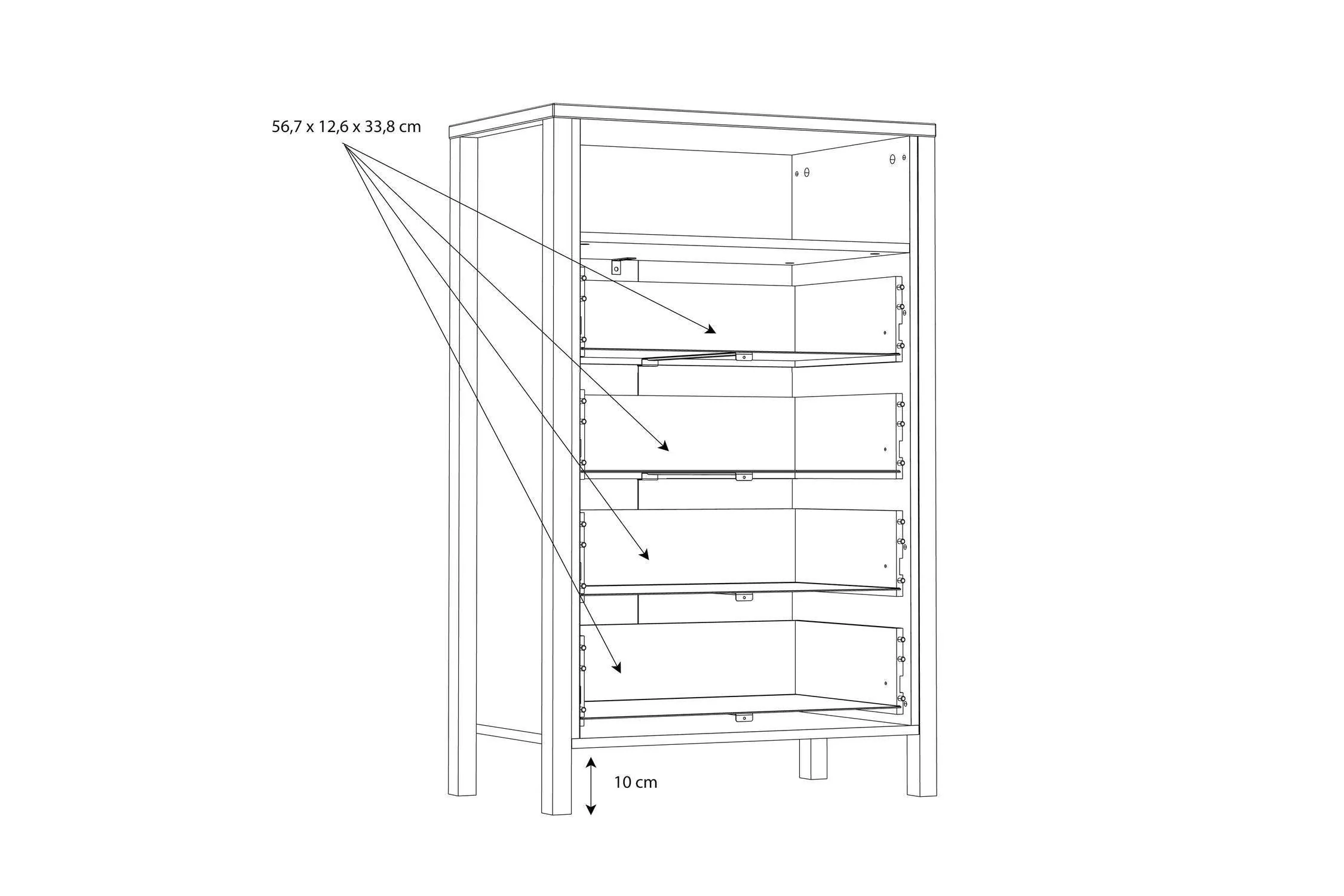 High Rock Chest Of 4 Drawers In Matt Black/Riviera Oak - Image 9