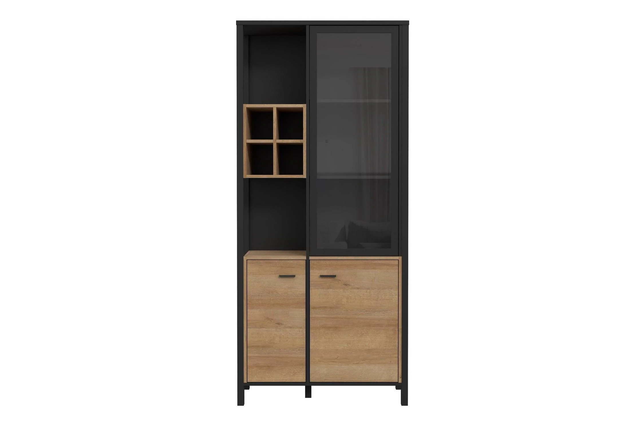 High Rock Display Cabinet In Matt Black/Riviera Oak - Image 2