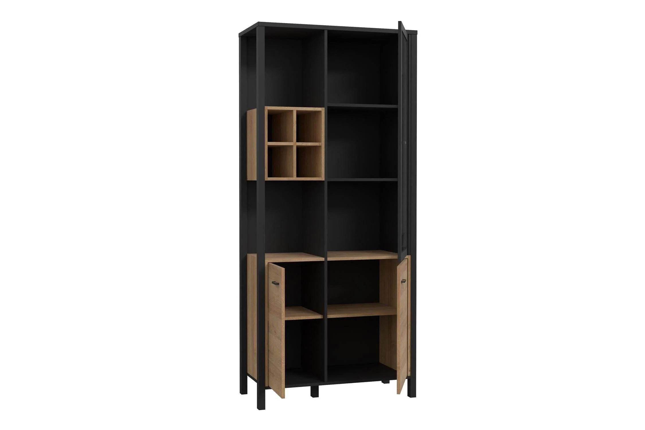 High Rock Display Cabinet In Matt Black/Riviera Oak - Image 3
