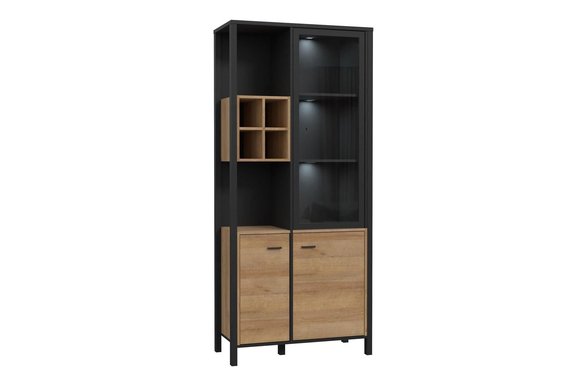 High Rock Display Cabinet In Matt Black/Riviera Oak - Image 5