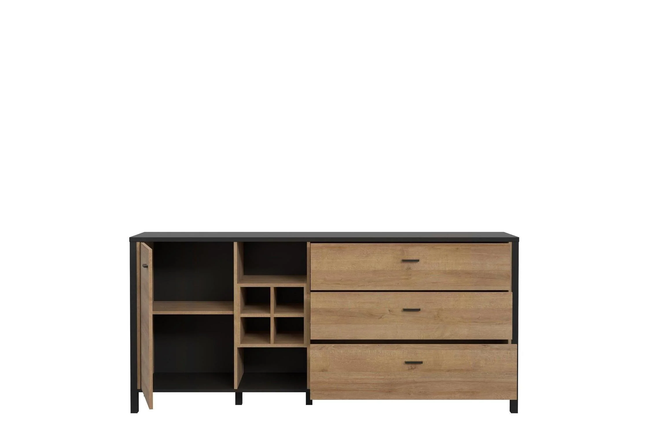 High Rock (Large) Sideboard In Matt Black/Riviera Oak - Image 4