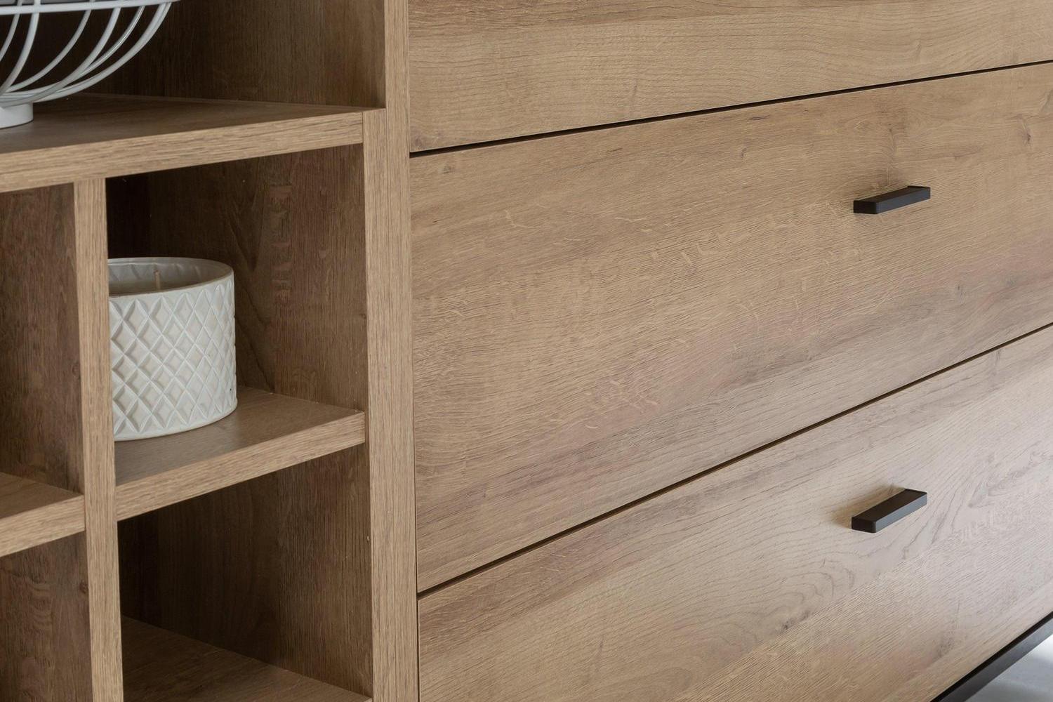 High Rock (Large) Sideboard In Matt Black/Riviera Oak - Image 7