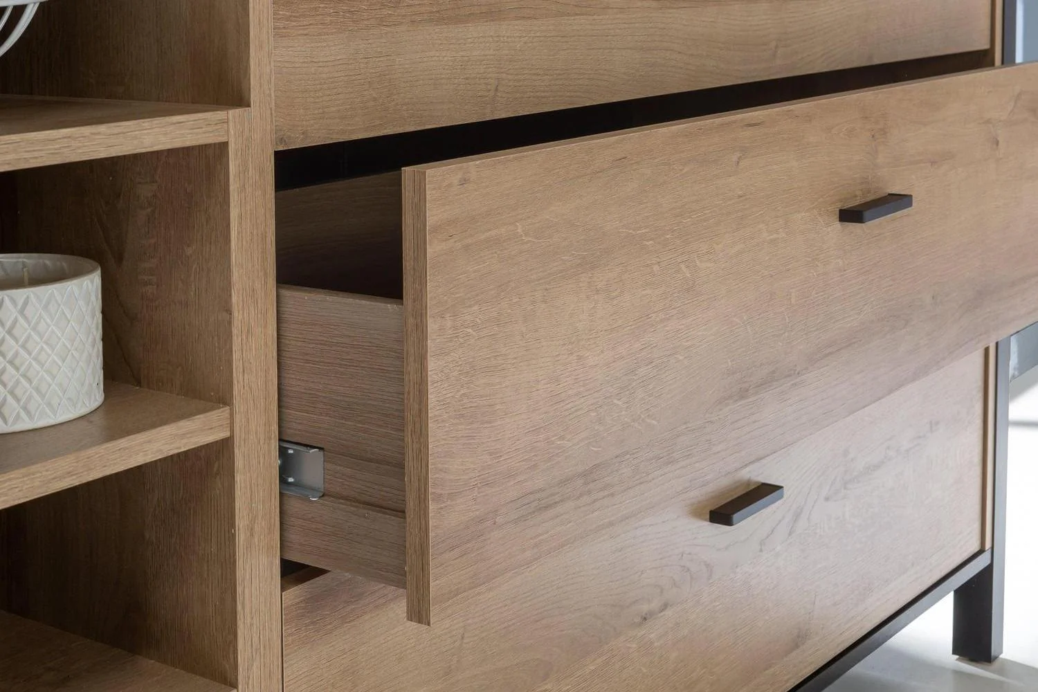 High Rock (Large) Sideboard In Matt Black/Riviera Oak - Image 8