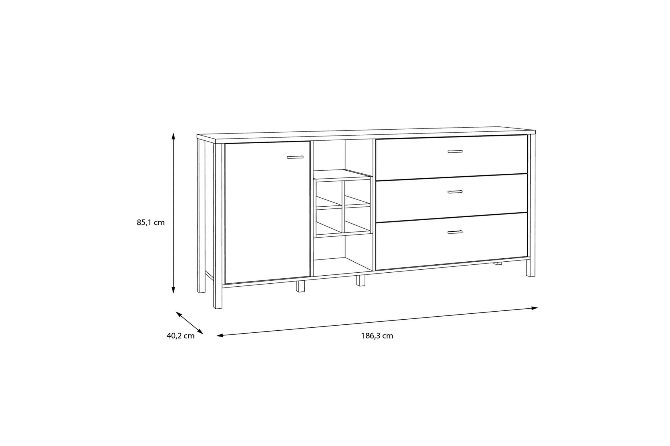 High Rock (Large) Sideboard In Matt Black/Riviera Oak - Image 9