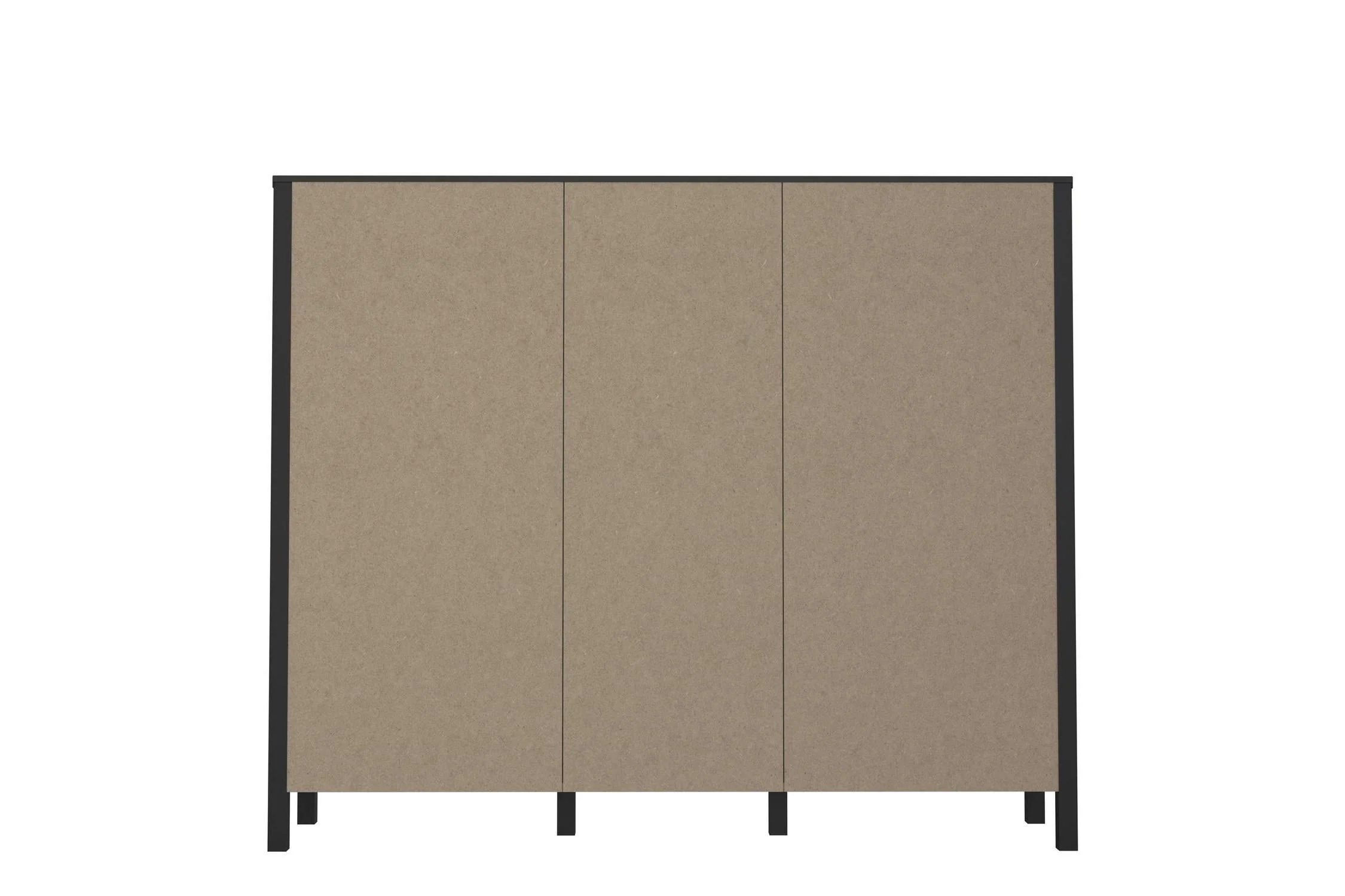 High Rock Wide Shelf Unit in Matt Black/Riviera Oak With 3 Drawers - Image 4