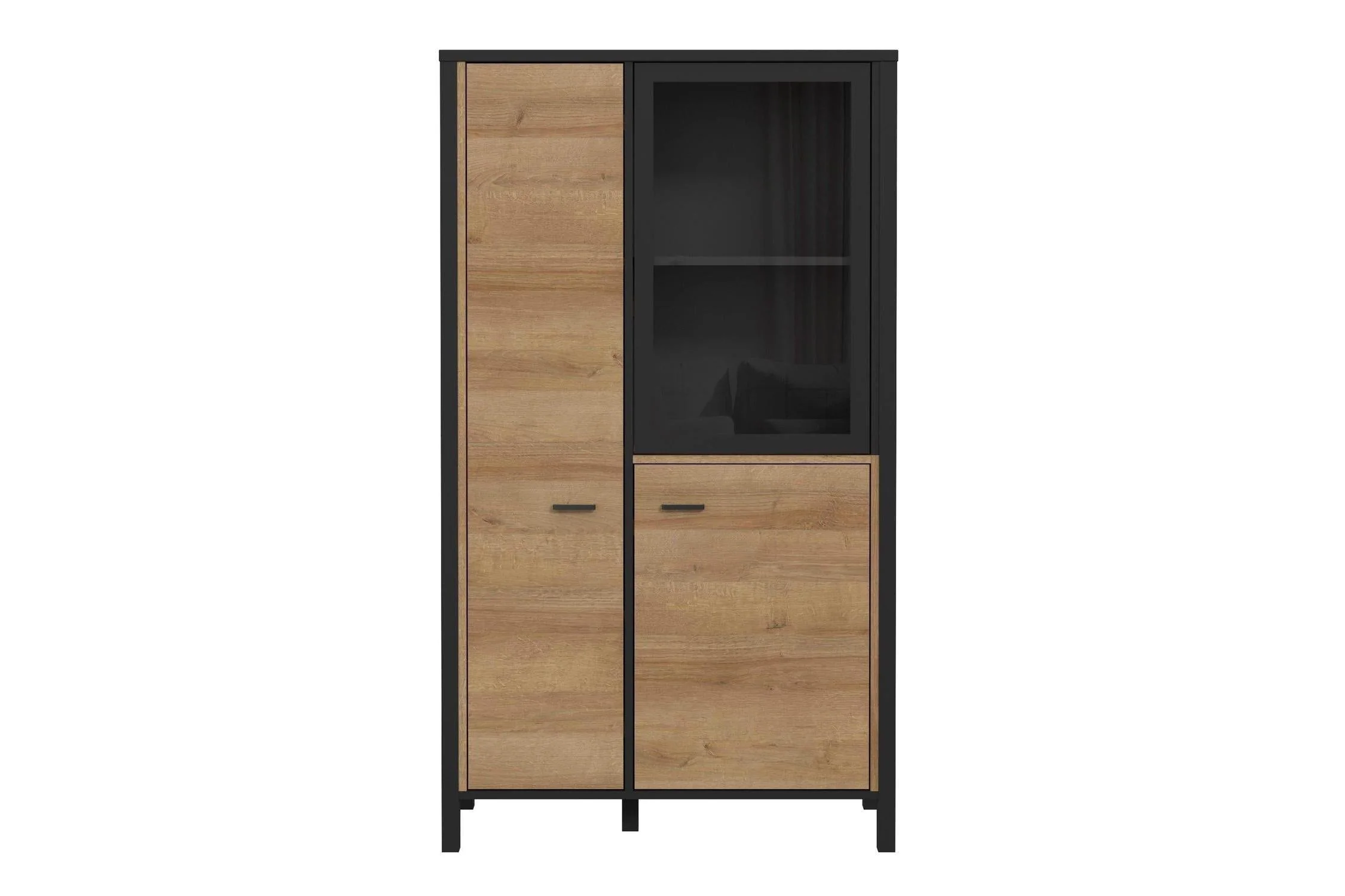 High Rock Small Display Cabinet in Matt Black/Riviera Oak - Image 2
