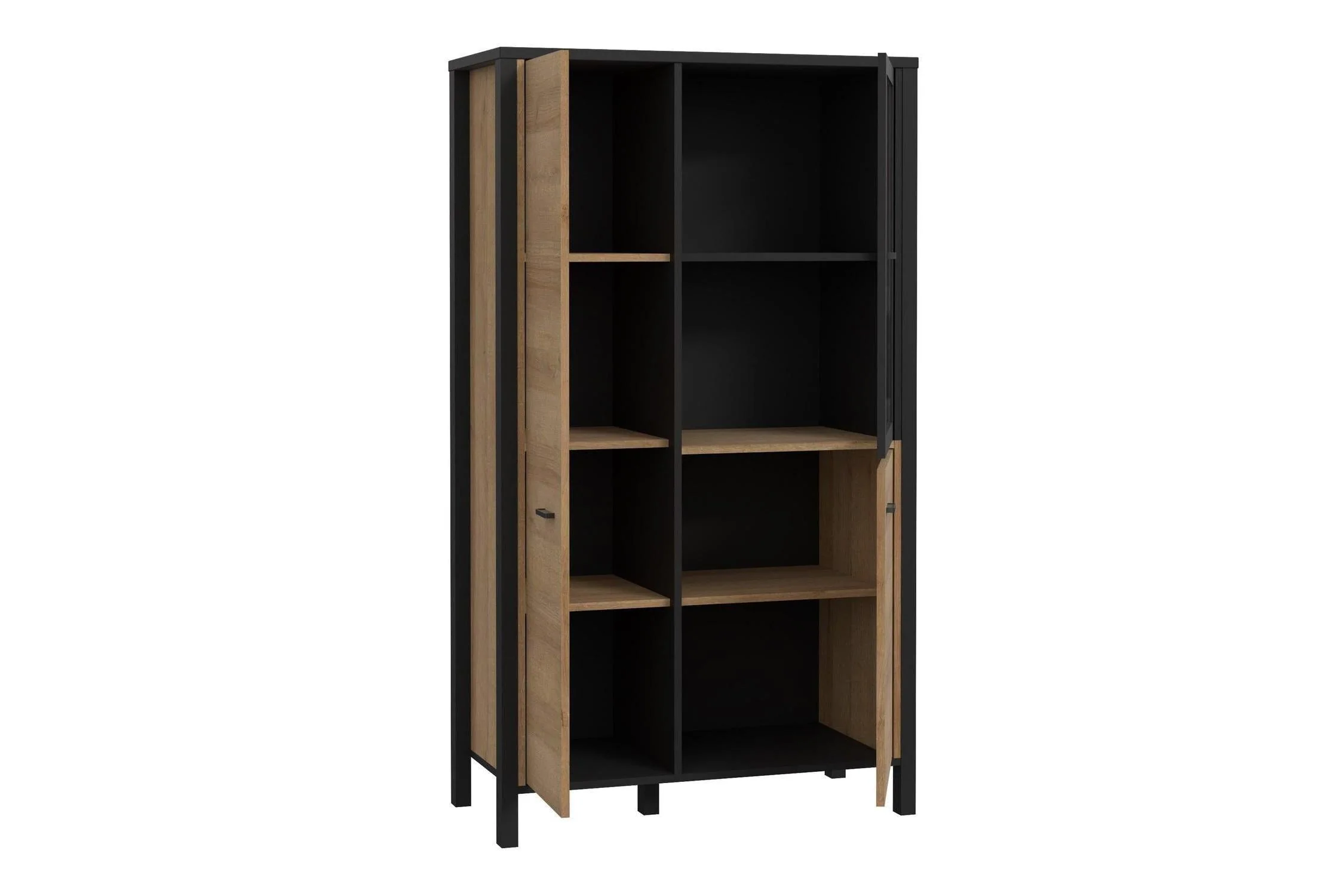 High Rock Small Display Cabinet in Matt Black/Riviera Oak - Image 3