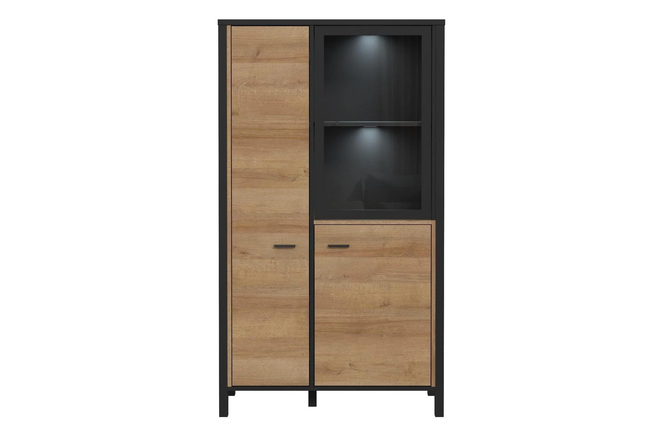 High Rock Small Display Cabinet in Matt Black/Riviera Oak - Image 6
