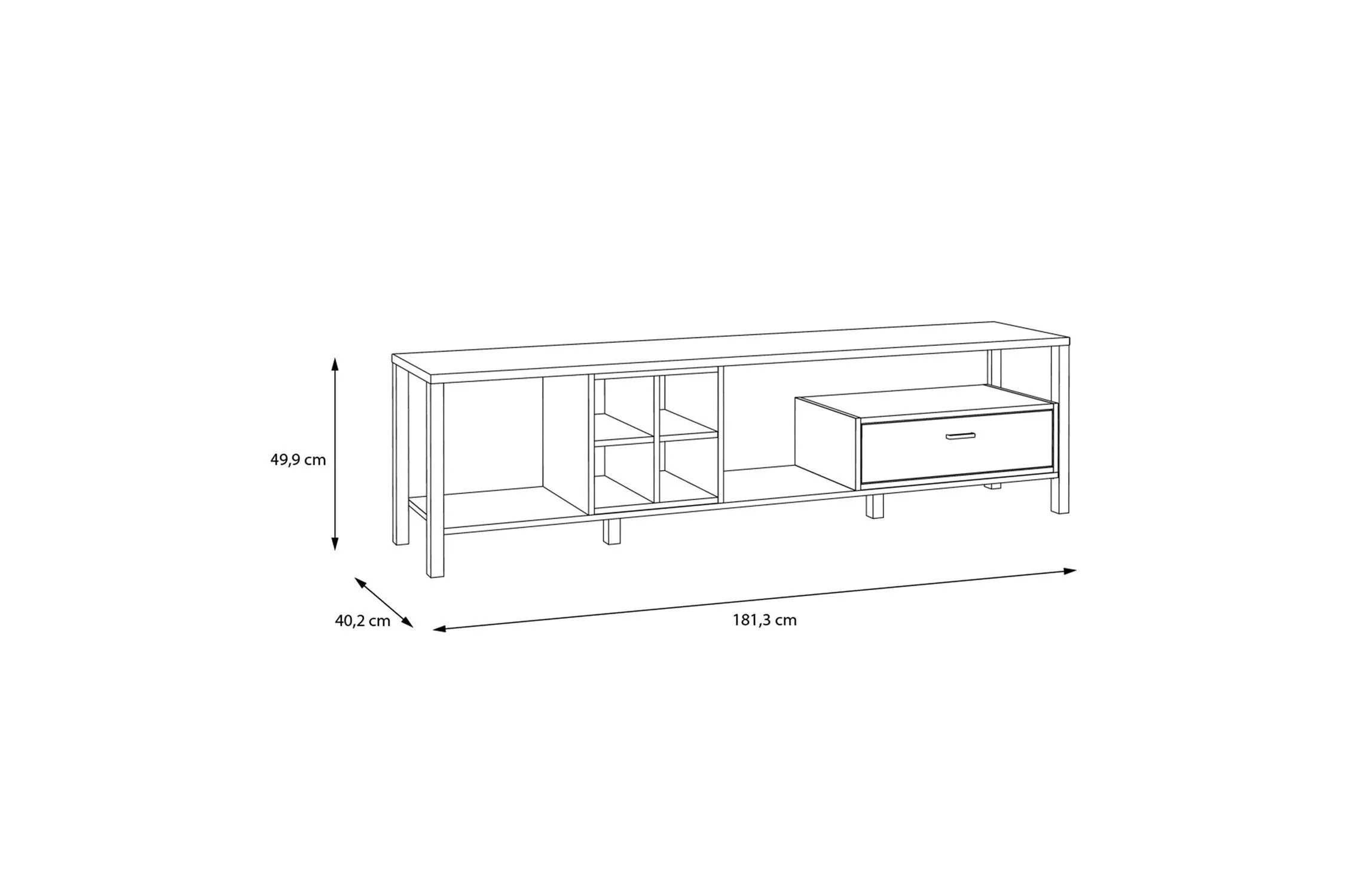 High Rock Wide TV Unit in Matt Black/Riviera Oak - Image 7