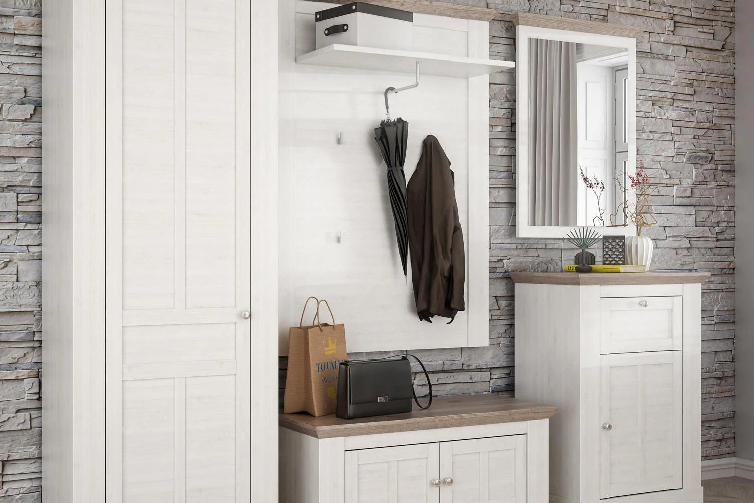 Lopa Mirror In Oak Nelson/Snowy Oak - Image 3