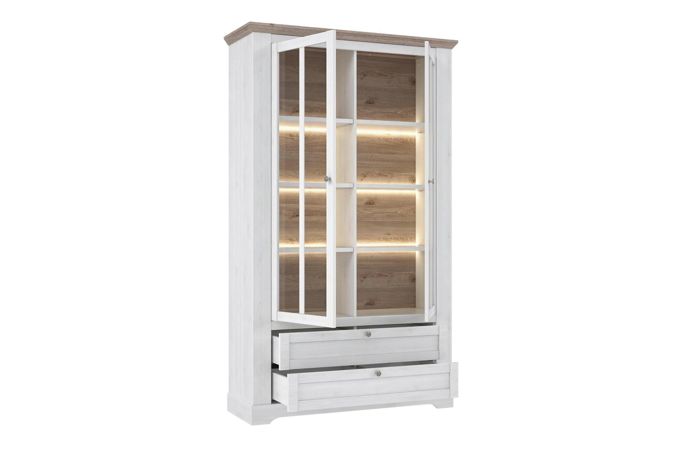 Lopa Display Cabinet In Snowy Oak/Oak Nelson - Image 3