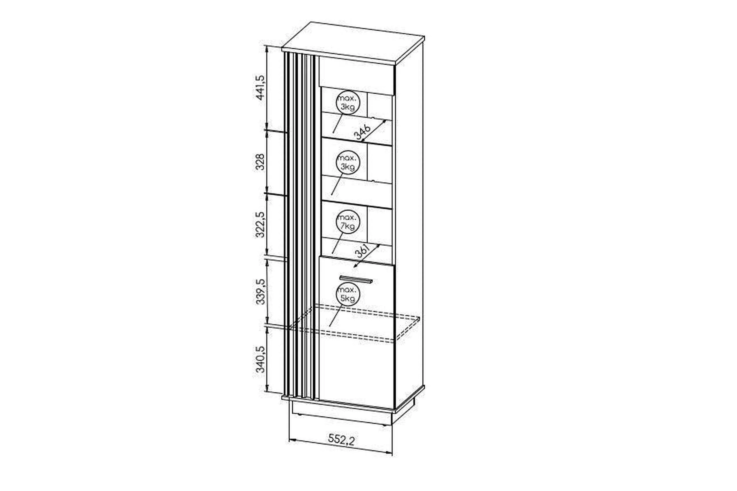 Lamelo Tall Display Cabinet 60 - Image 2