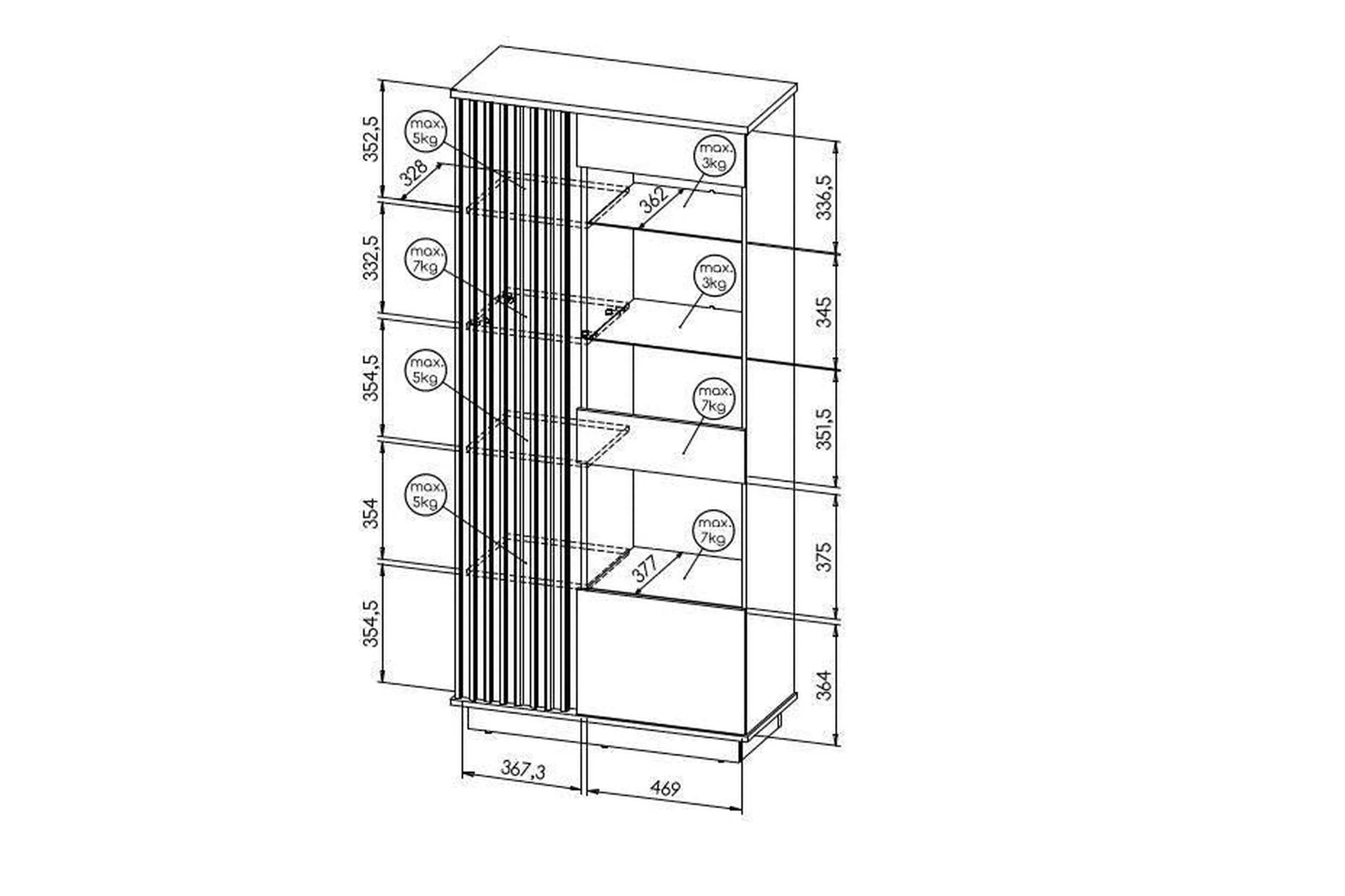 Lamelo Tall Display Cabinet 90 - Image 2