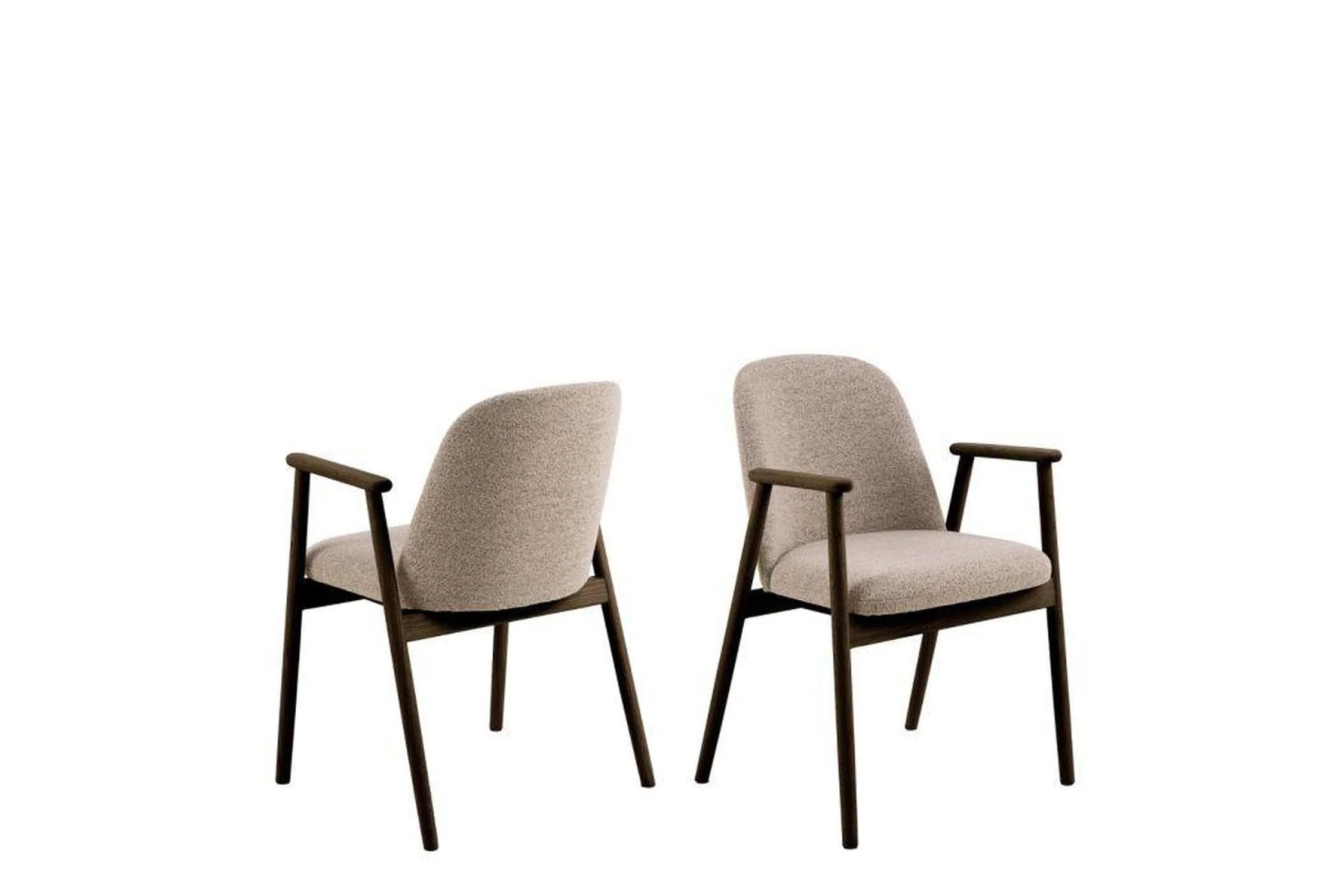 Leo Dining Chairs With Armrest in Monza Fabric Beige Set of 2