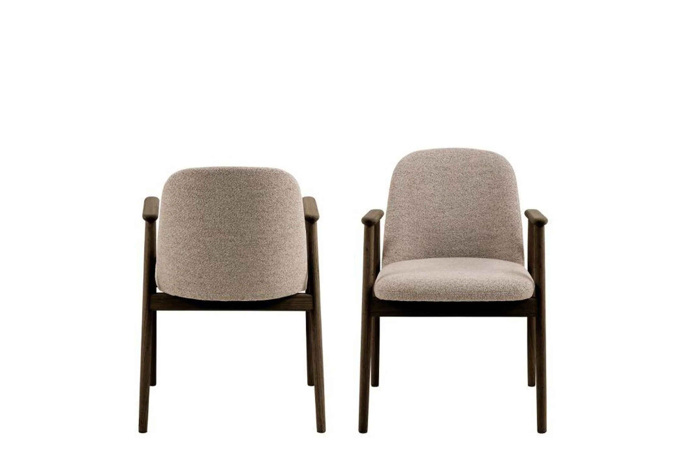 Leo Dining Chairs With Armrest in Monza Fabric Beige Set of 2 - Image 2