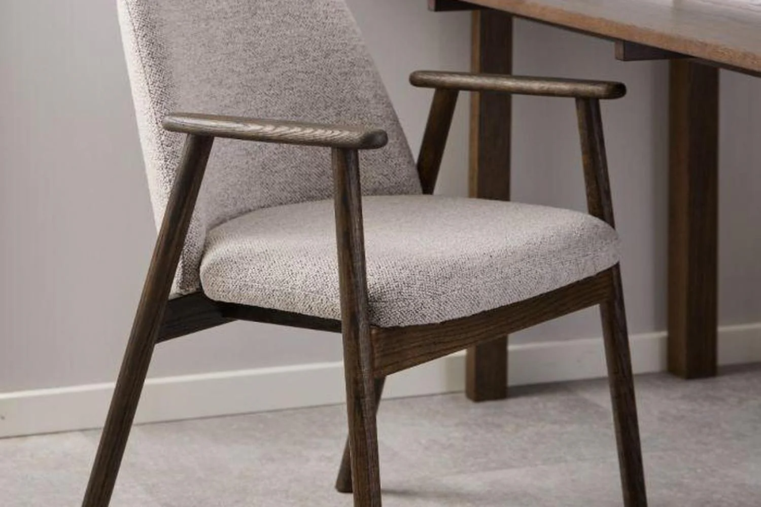 Leo Dining Chairs With Armrest in Monza Fabric Beige Set of 2 - Image 4