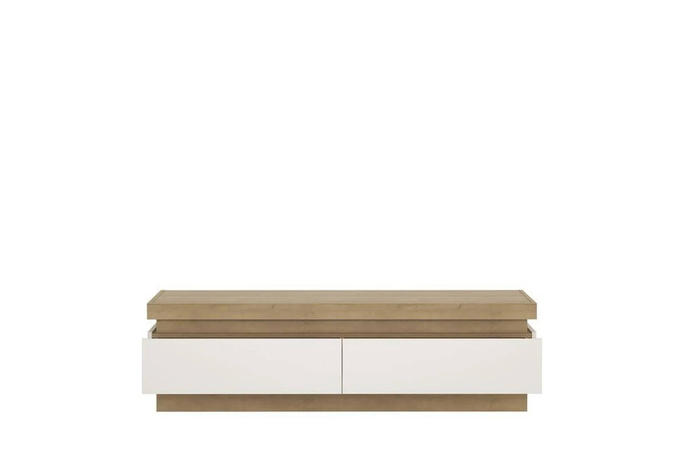 Lyon Express Delivery 2 Drawer TV Unit in Riviera Oak Effect/White High Gloss - Image 2