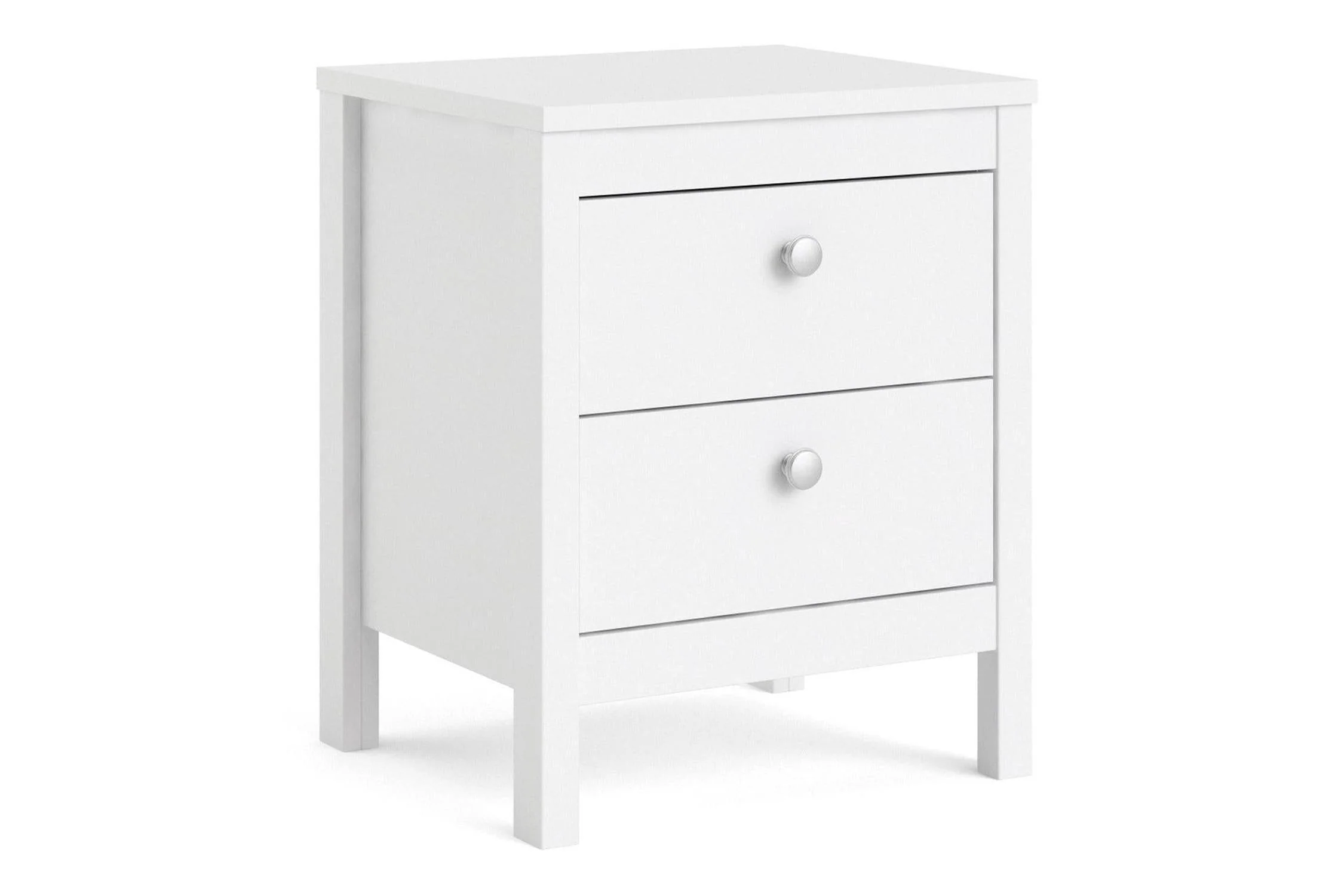 Madrid Bedside Table 2 Drawers In White
