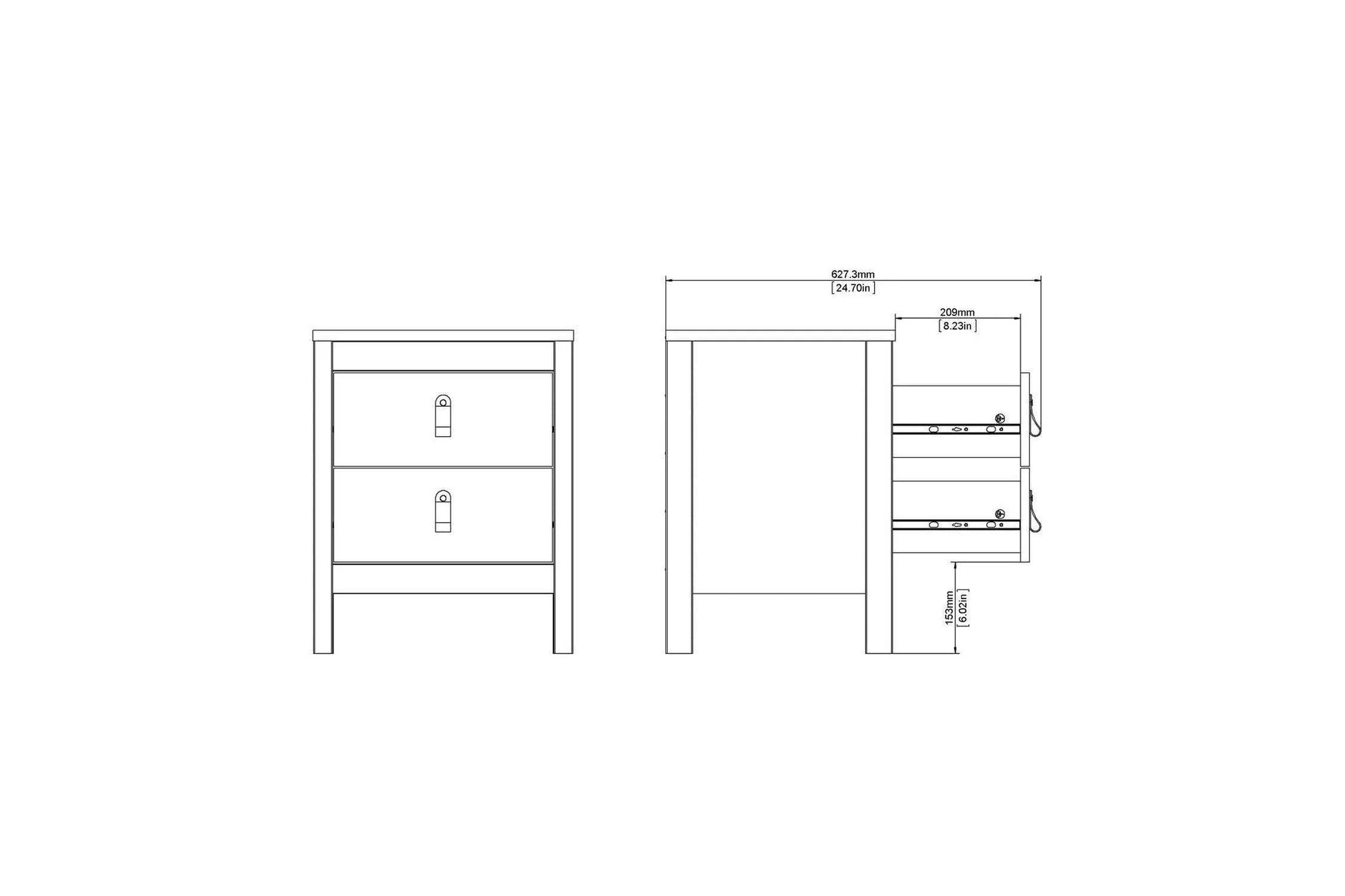 Madrid Bedside Table 2 Drawers In White - Image 11
