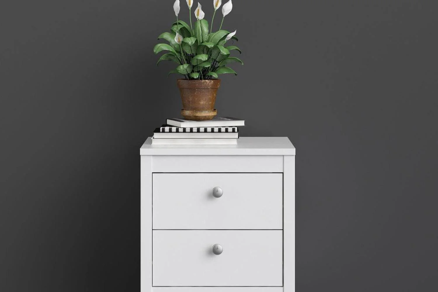 Madrid Bedside Table 2 Drawers In White - Image 3