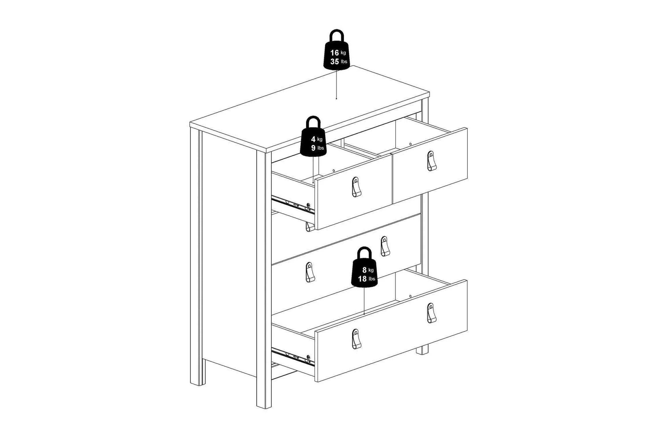 Madrid Chest 3+2 Drawers In Matt Black - Image 10