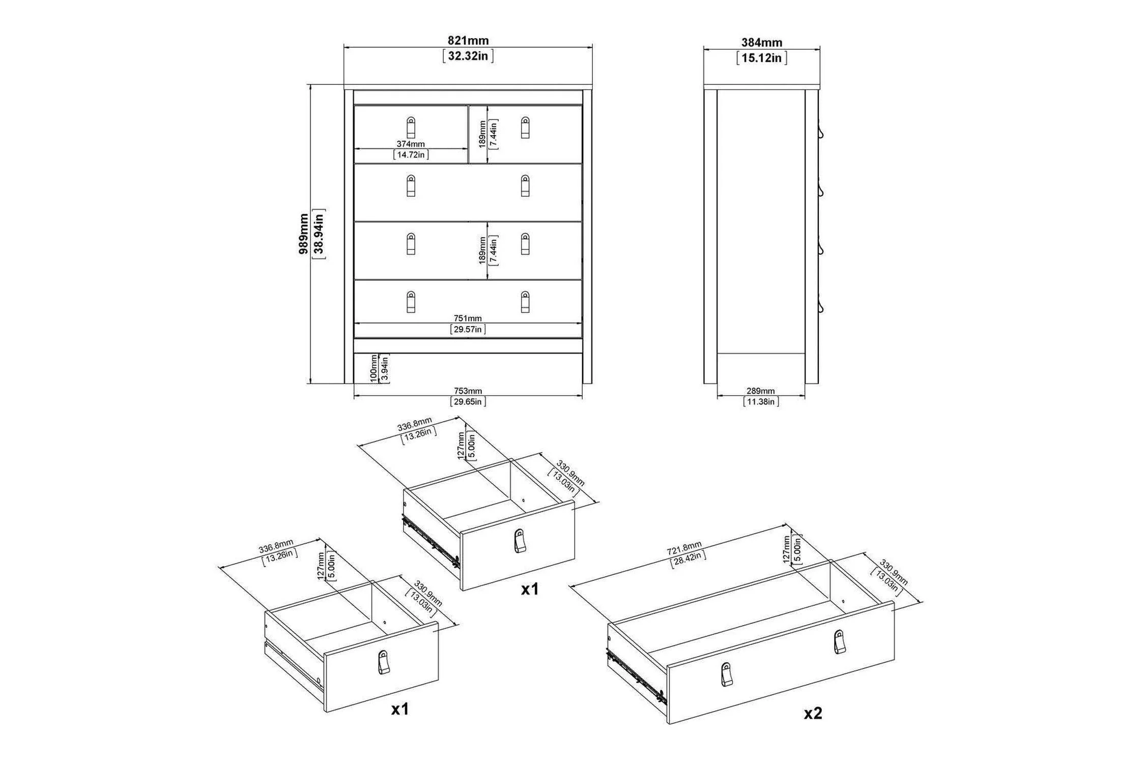 Madrid Chest 3+2 Drawers In White - Image 8