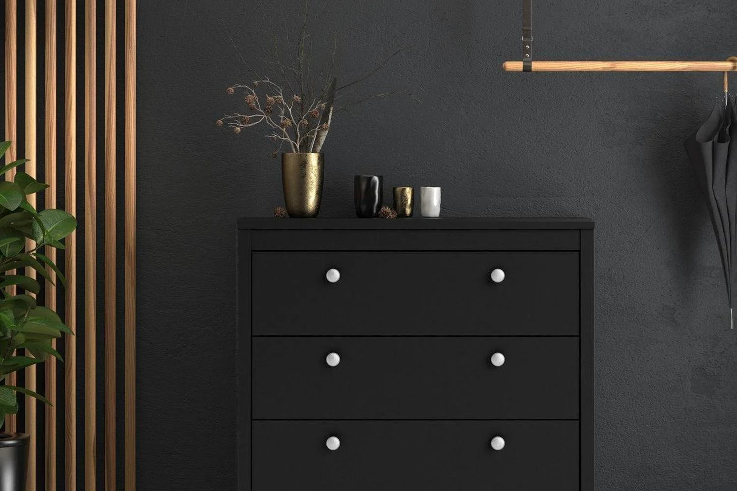 Madrid Chest 3 Drawers In Matt Black - Image 5