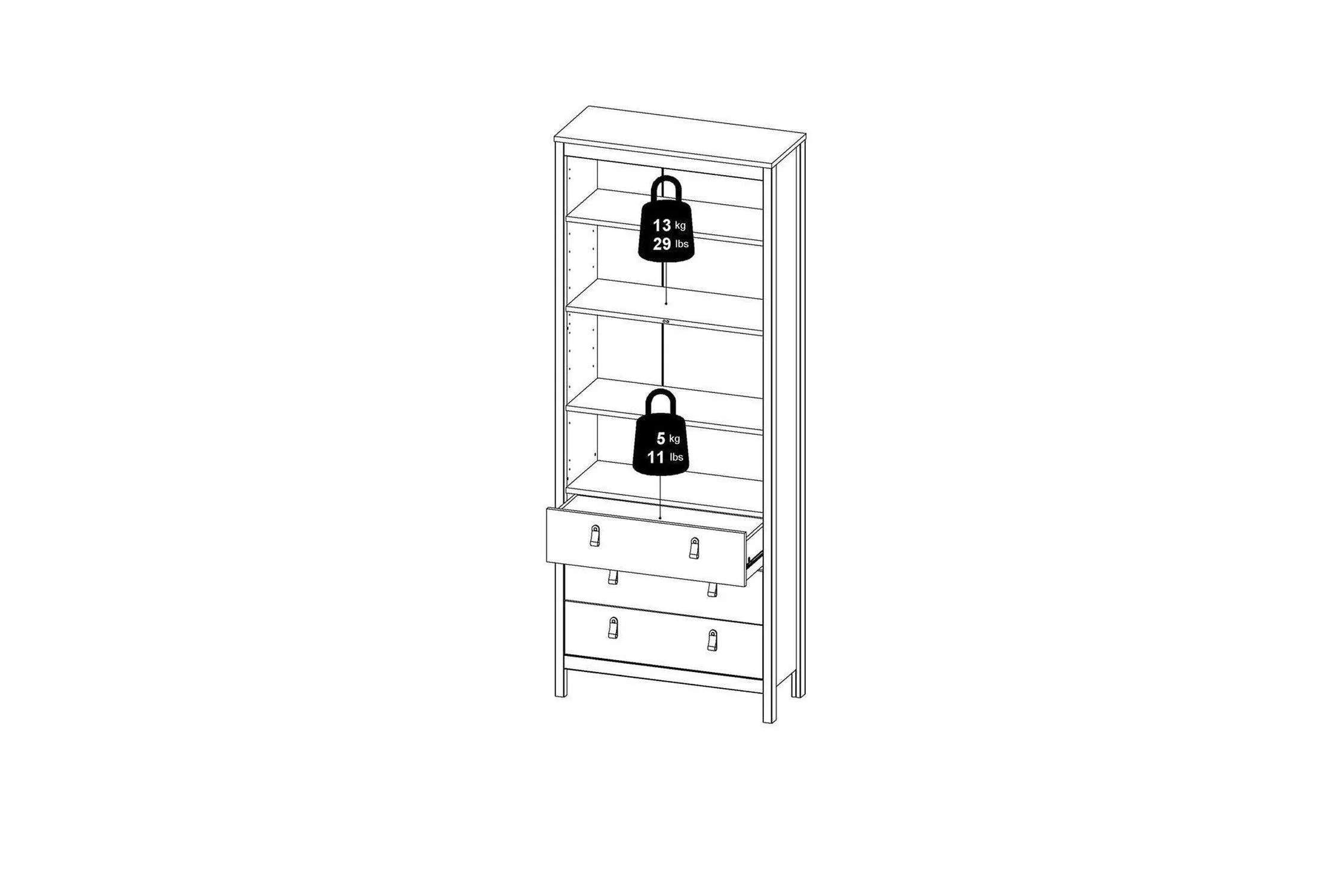 Madrid China Cabinet 2 Doors + 3 Drawers In Matt Black - Image 10