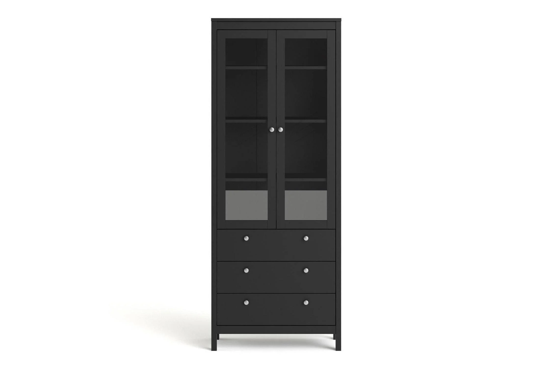 Madrid China Cabinet 2 Doors + 3 Drawers In Matt Black - Image 3