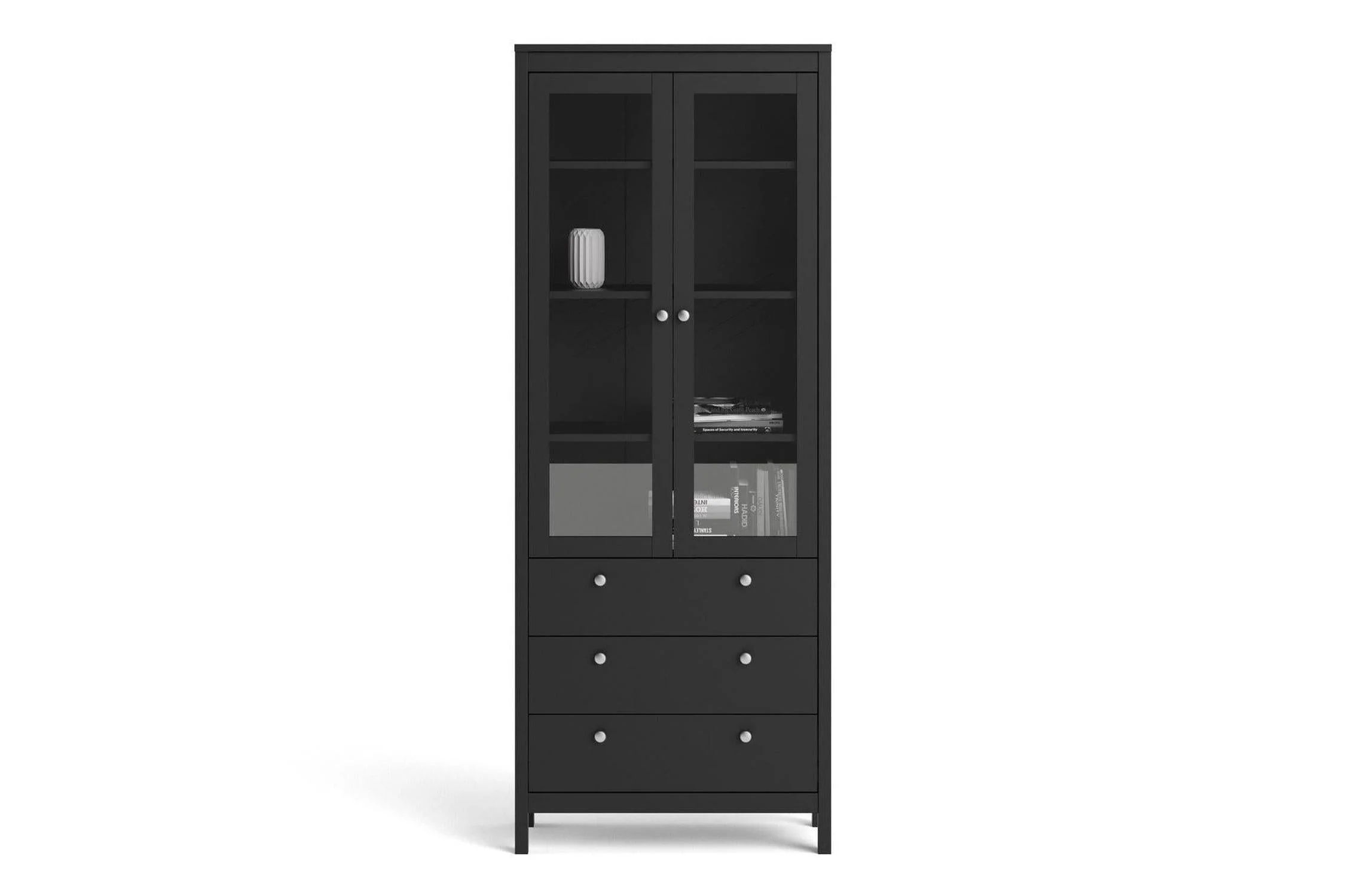 Madrid China Cabinet 2 Doors + 3 Drawers In Matt Black - Image 6