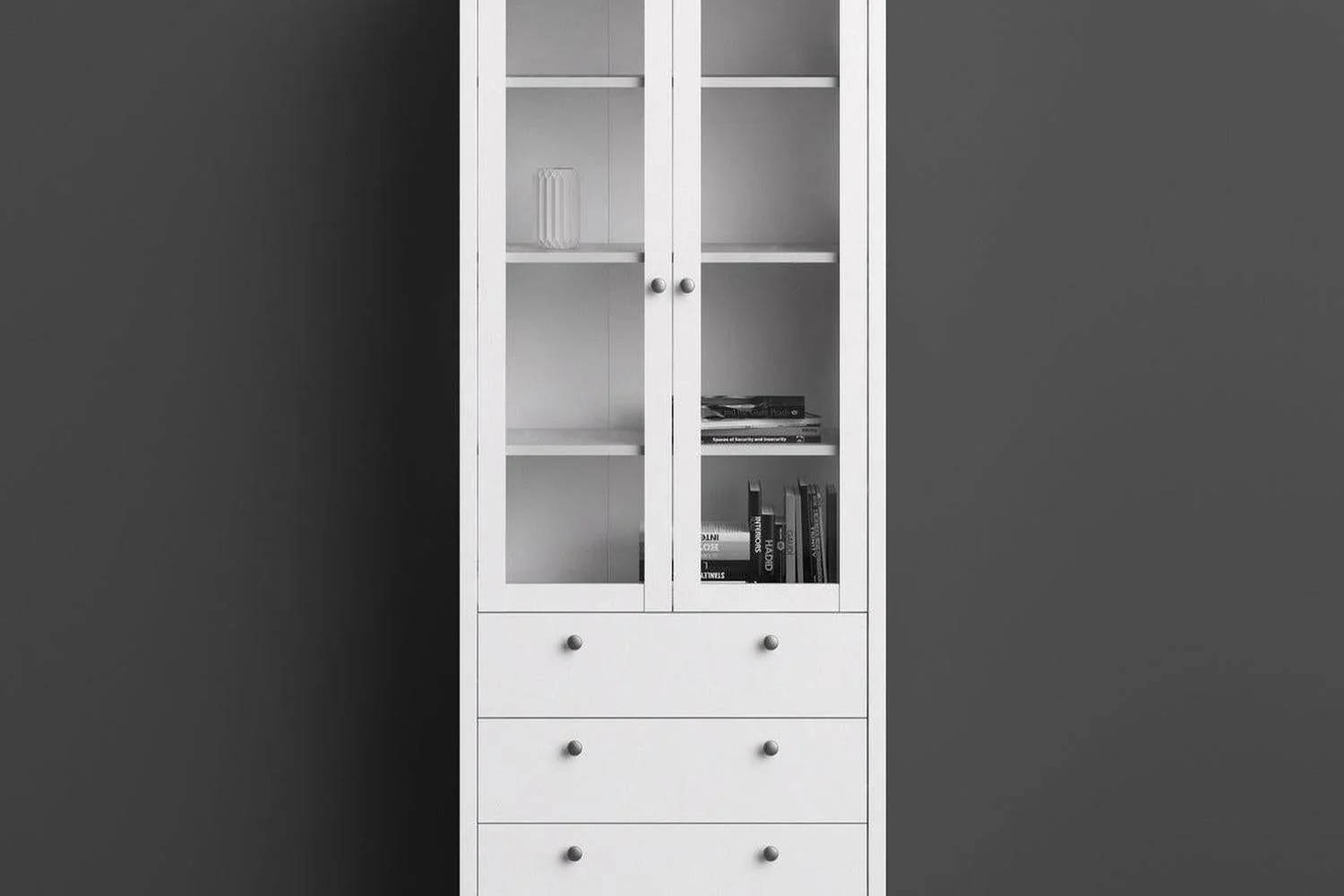 Madrid China Cabinet 2 Doors + 3 Drawers In White - Image 5