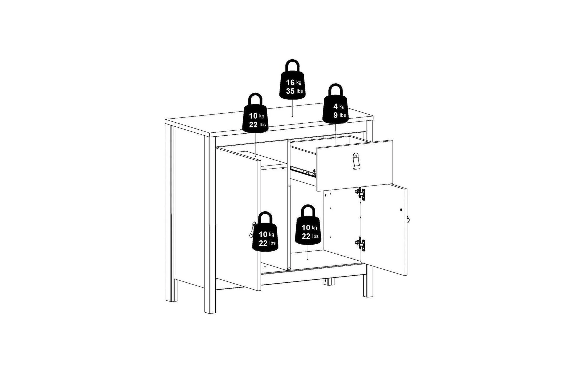 Madrid Sideboard 2 Doors + 1 Drawer In Matt Black - Image 11