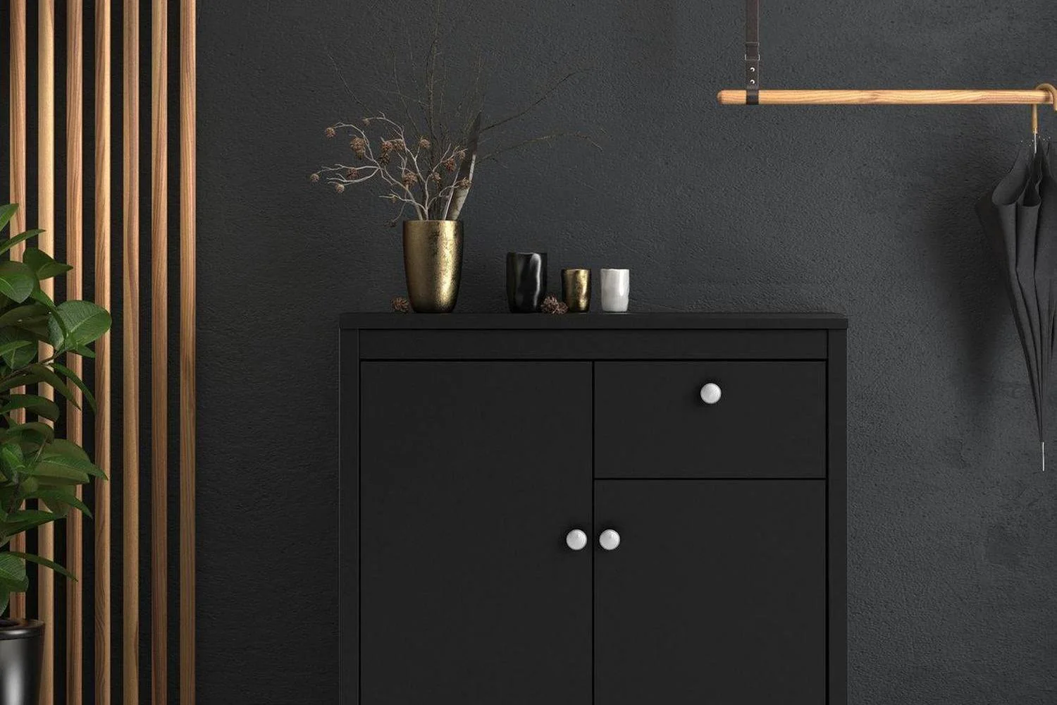 Madrid Sideboard 2 Doors + 1 Drawer In Matt Black - Image 7