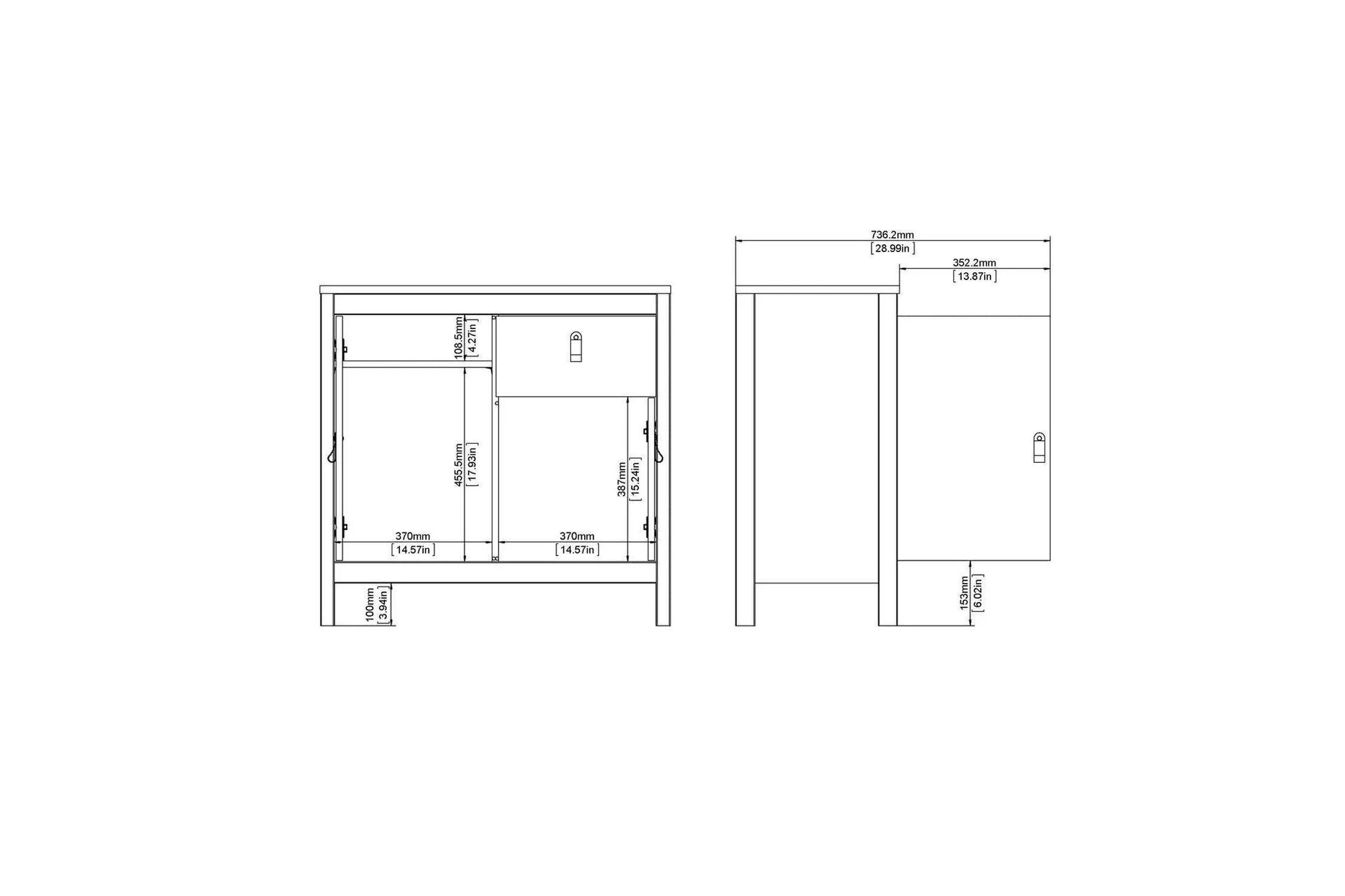 Madrid Sideboard 2 Doors + 1 Drawer In White - Image 8
