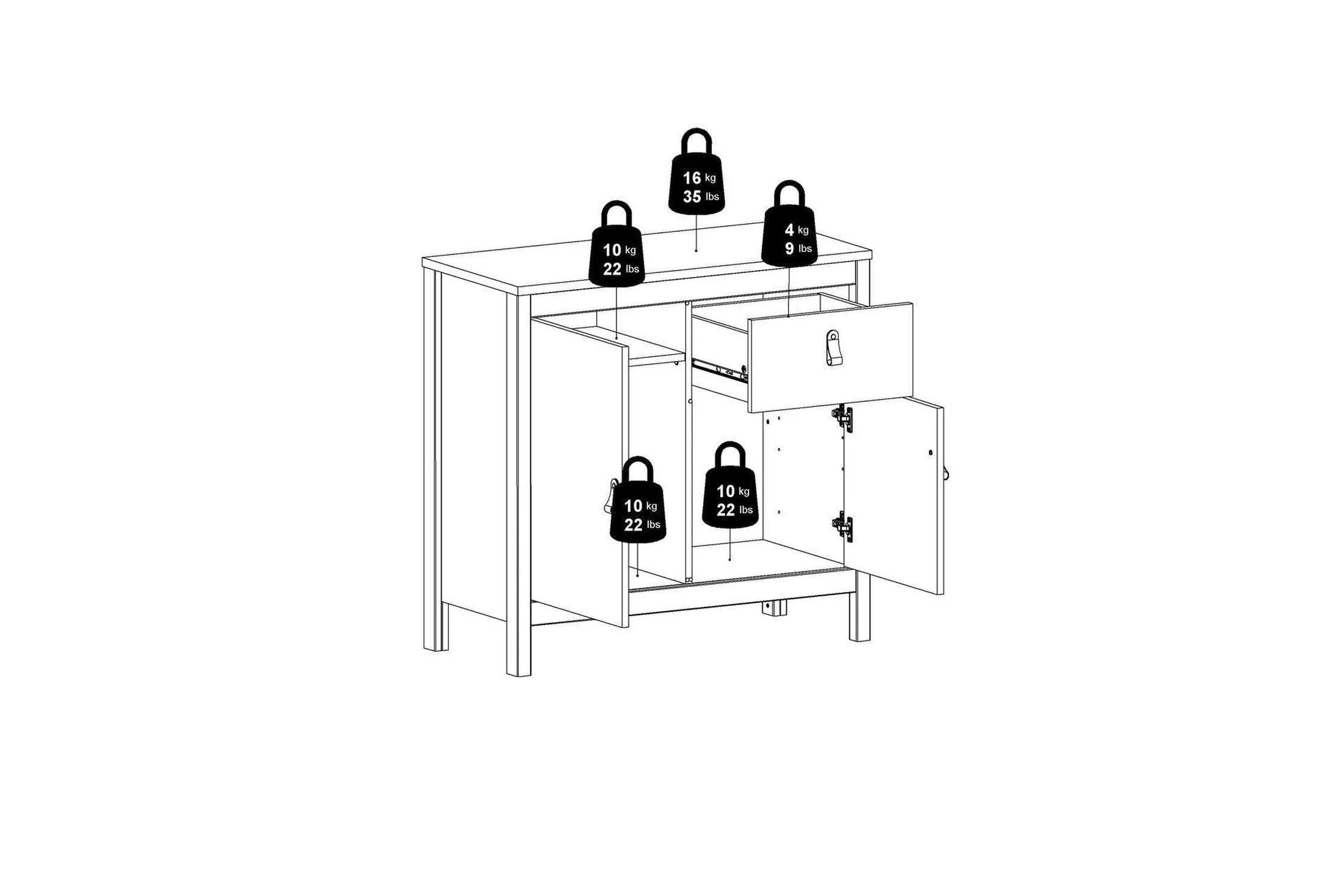 Madrid Sideboard 2 Doors + 1 Drawer In White - Image 9