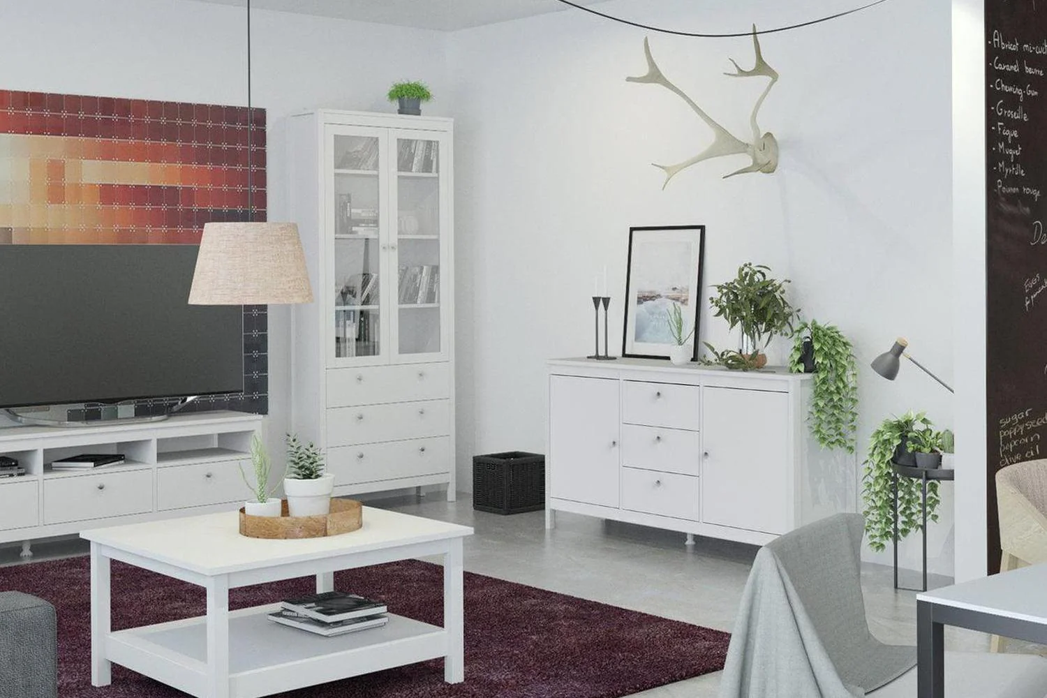 Madrid Sideboard 2 Doors + 3 Drawers In White - Image 3