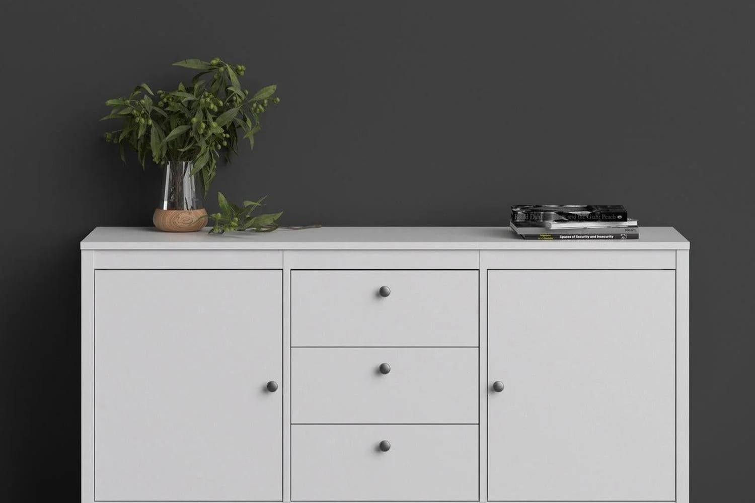Madrid Sideboard 2 Doors + 3 Drawers In White - Image 4