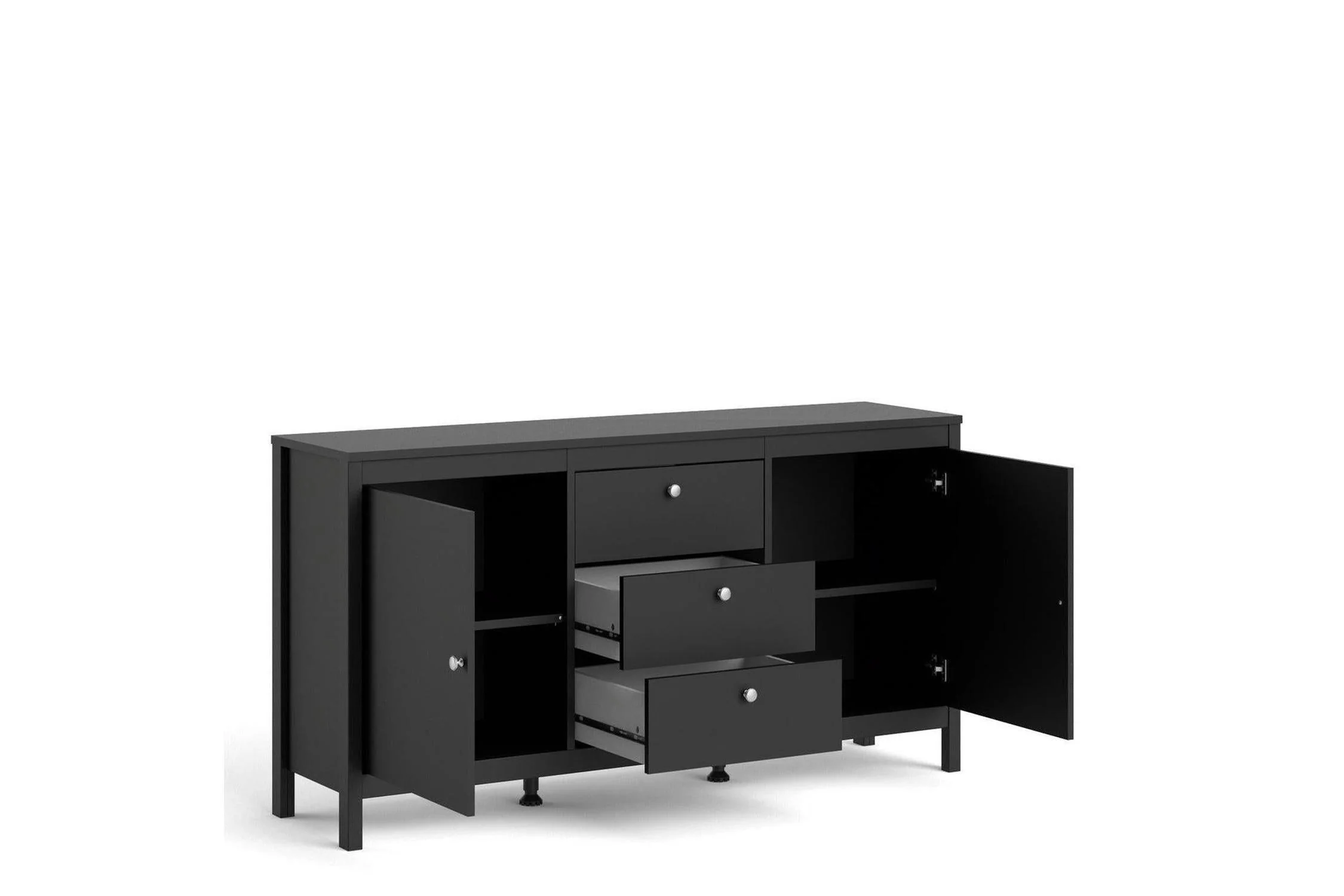 Madrid Sideboard 2 Doors + 3 Drawers In Matt Black - Image 6
