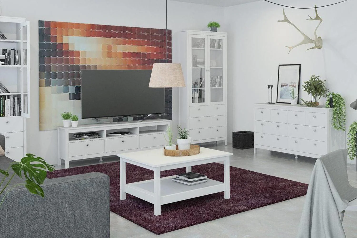 Madrid Tv-Unit 3 Drawers In White - Image 4