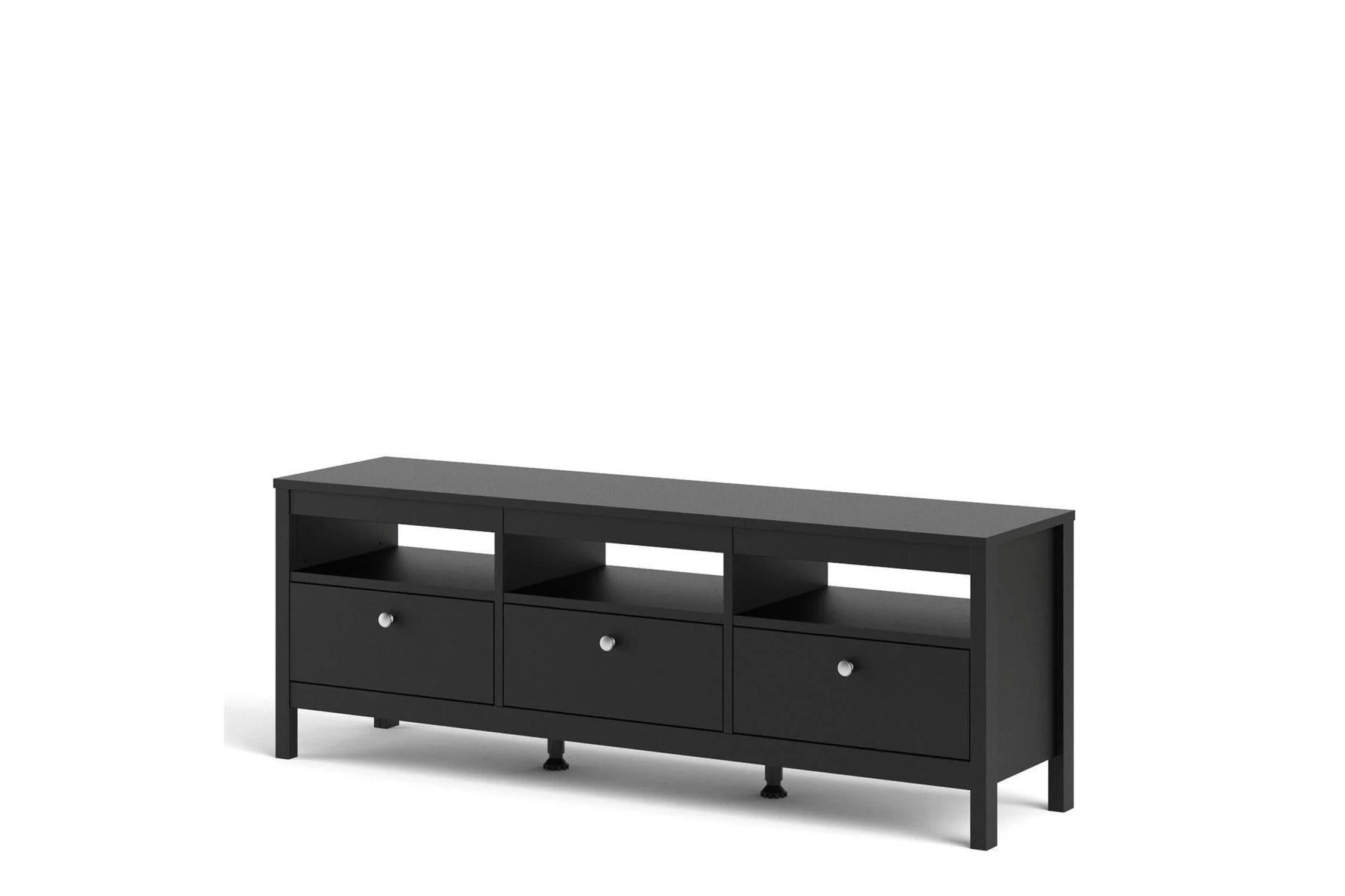 Madrid Tv-Unit 3 Drawers In Matt Black - Image 10