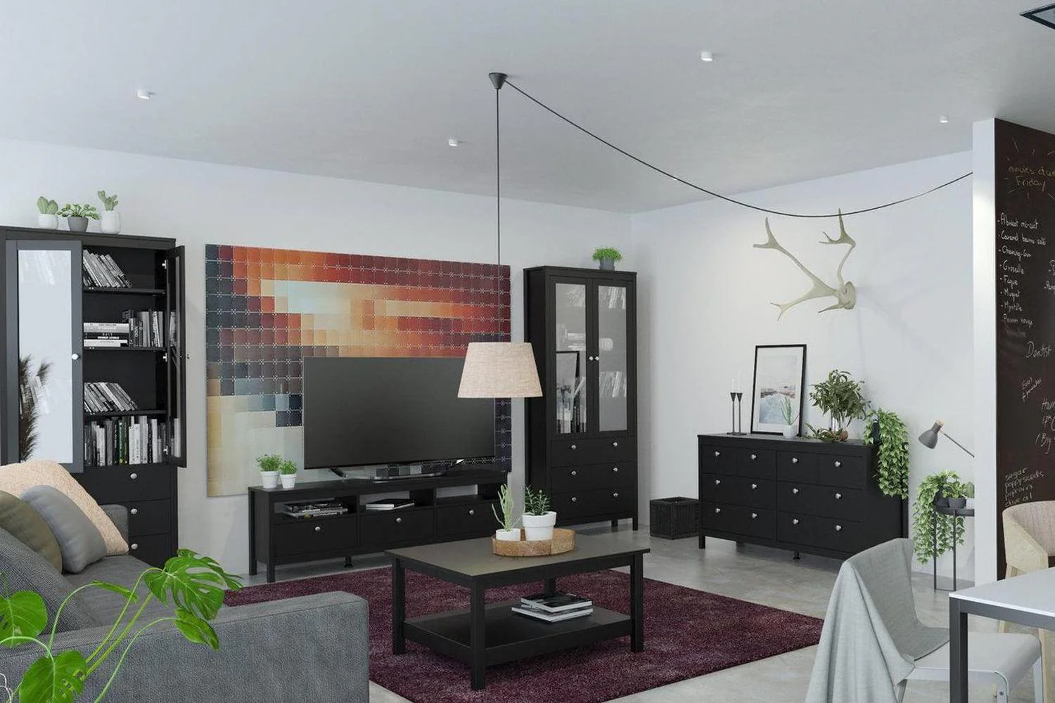 Madrid Tv-Unit 3 Drawers In Matt Black - Image 5