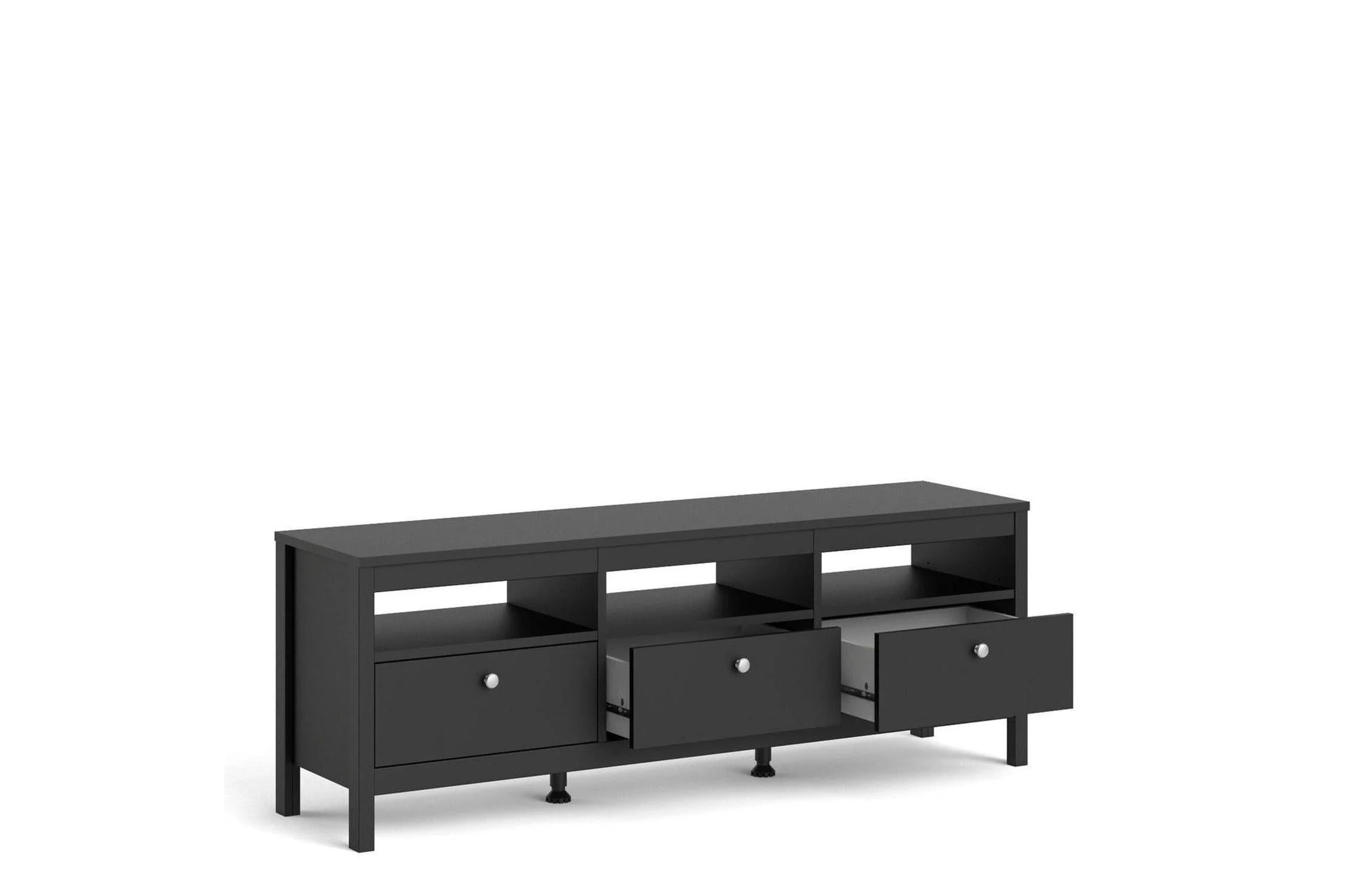 Madrid Tv-Unit 3 Drawers In Matt Black - Image 7