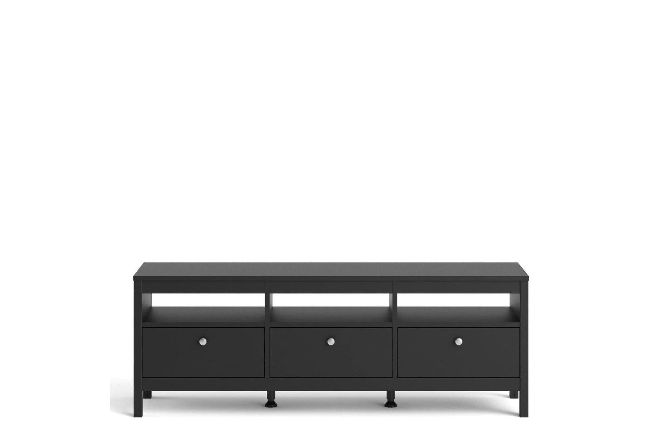 Madrid Tv-Unit 3 Drawers In Matt Black - Image 9