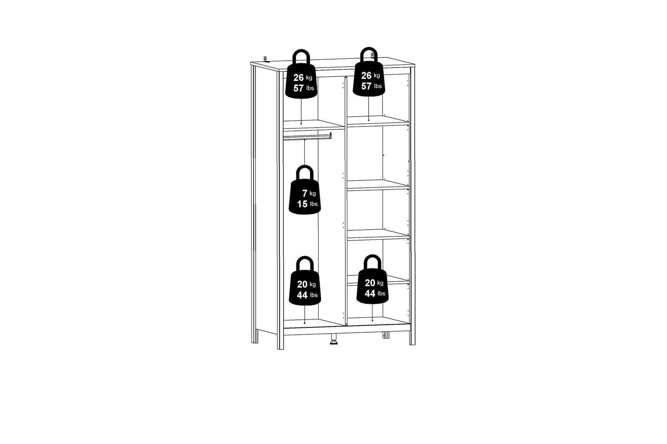 Madrid Wardrobe With 2 Doors In Matt Black - Image 10