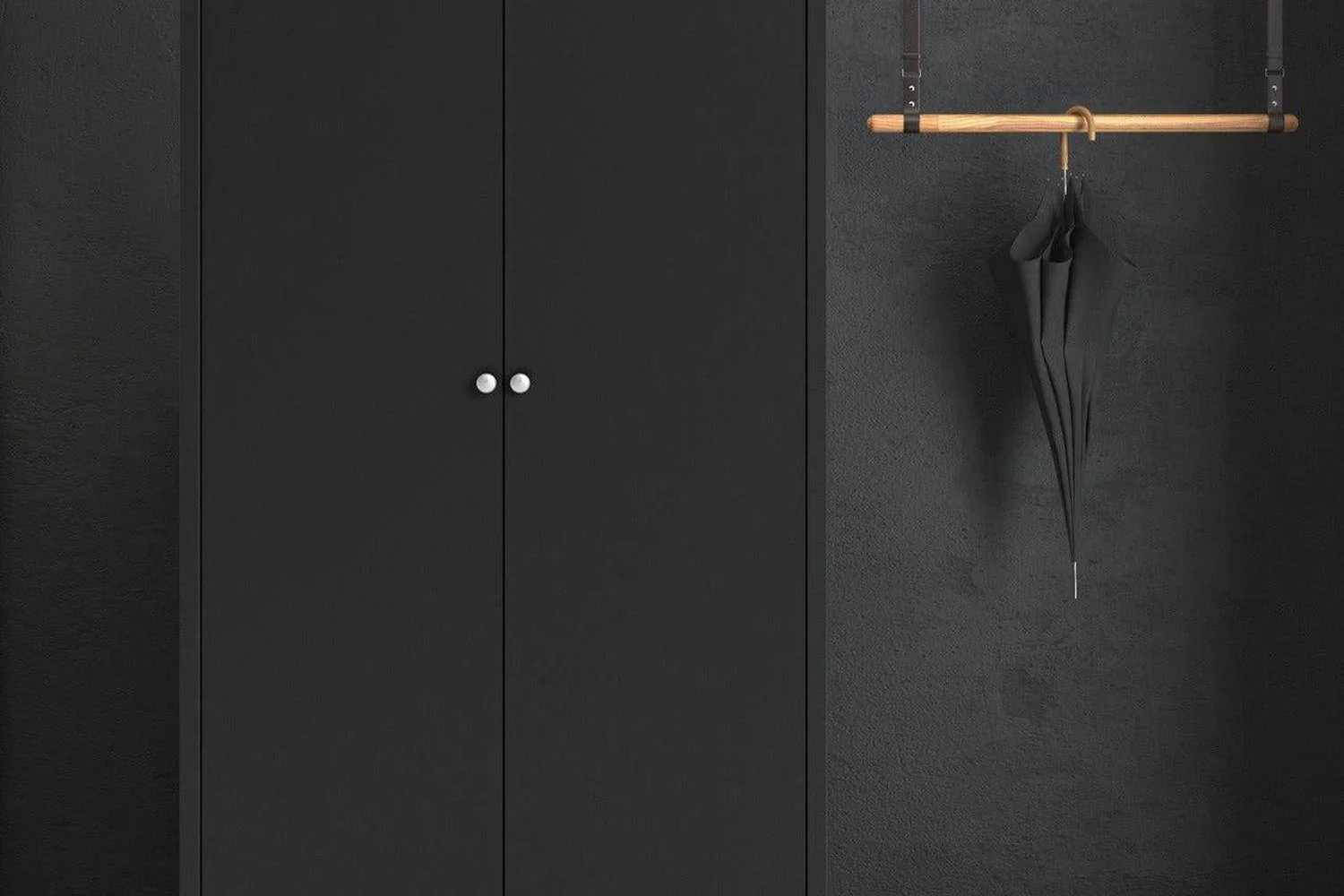 Madrid Wardrobe With 2 Doors In Matt Black - Image 4