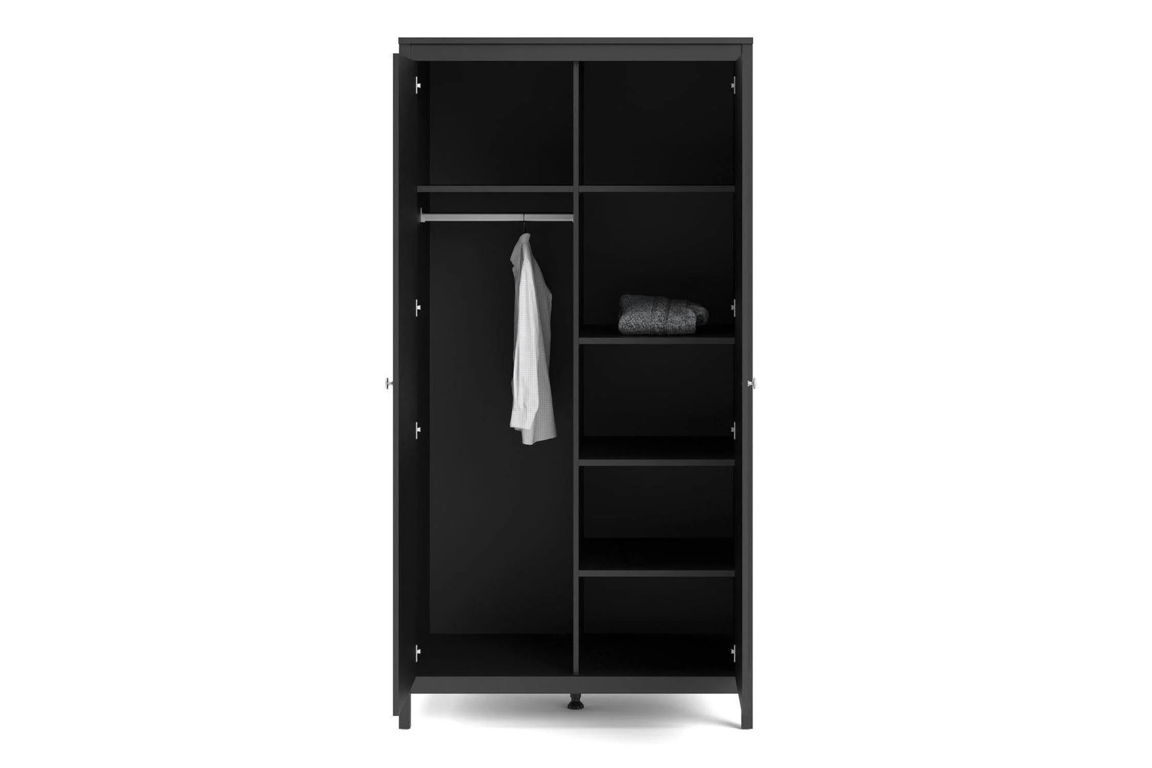 Madrid Wardrobe With 2 Doors In Matt Black - Image 7